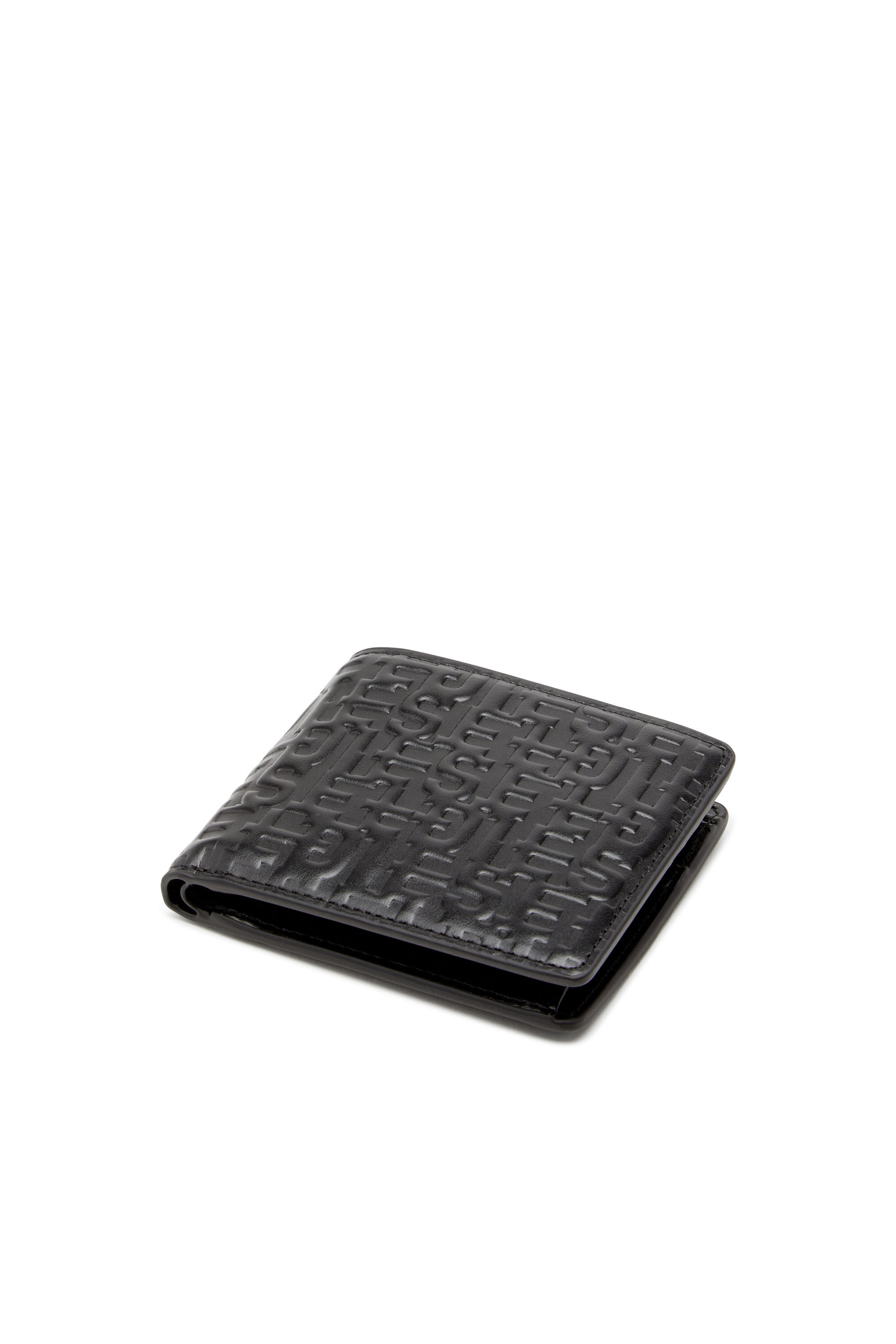 Diesel - PC MONOGRAM BI-FOLD COIN S, Man Bi-fold wallet in monogram leather in Black - Image 4