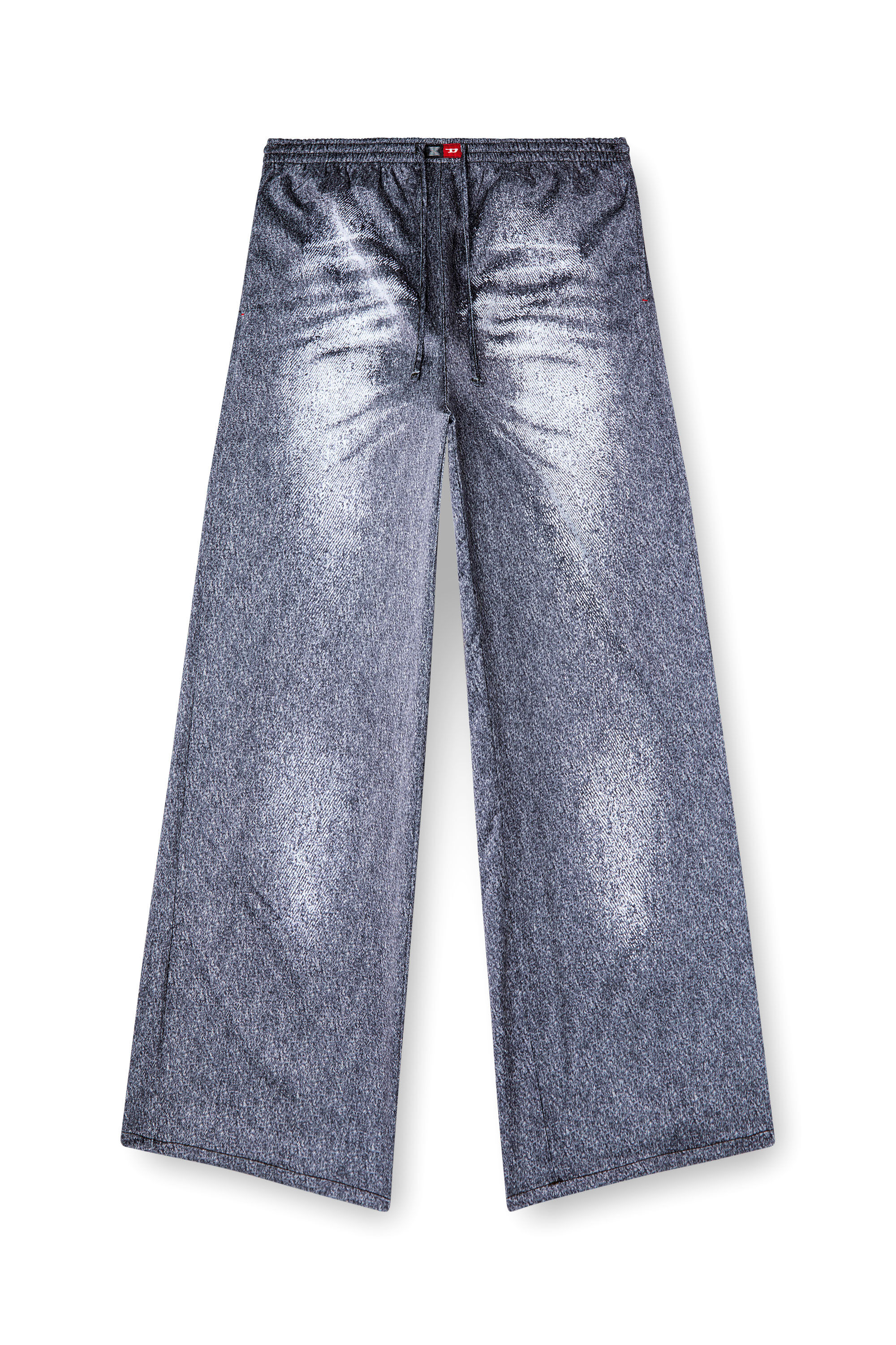 Diesel - STAINS-AND-TROMPE-SLEEP-PANT, Unisex's Satin pyjama pants with denim look in Grey - 2