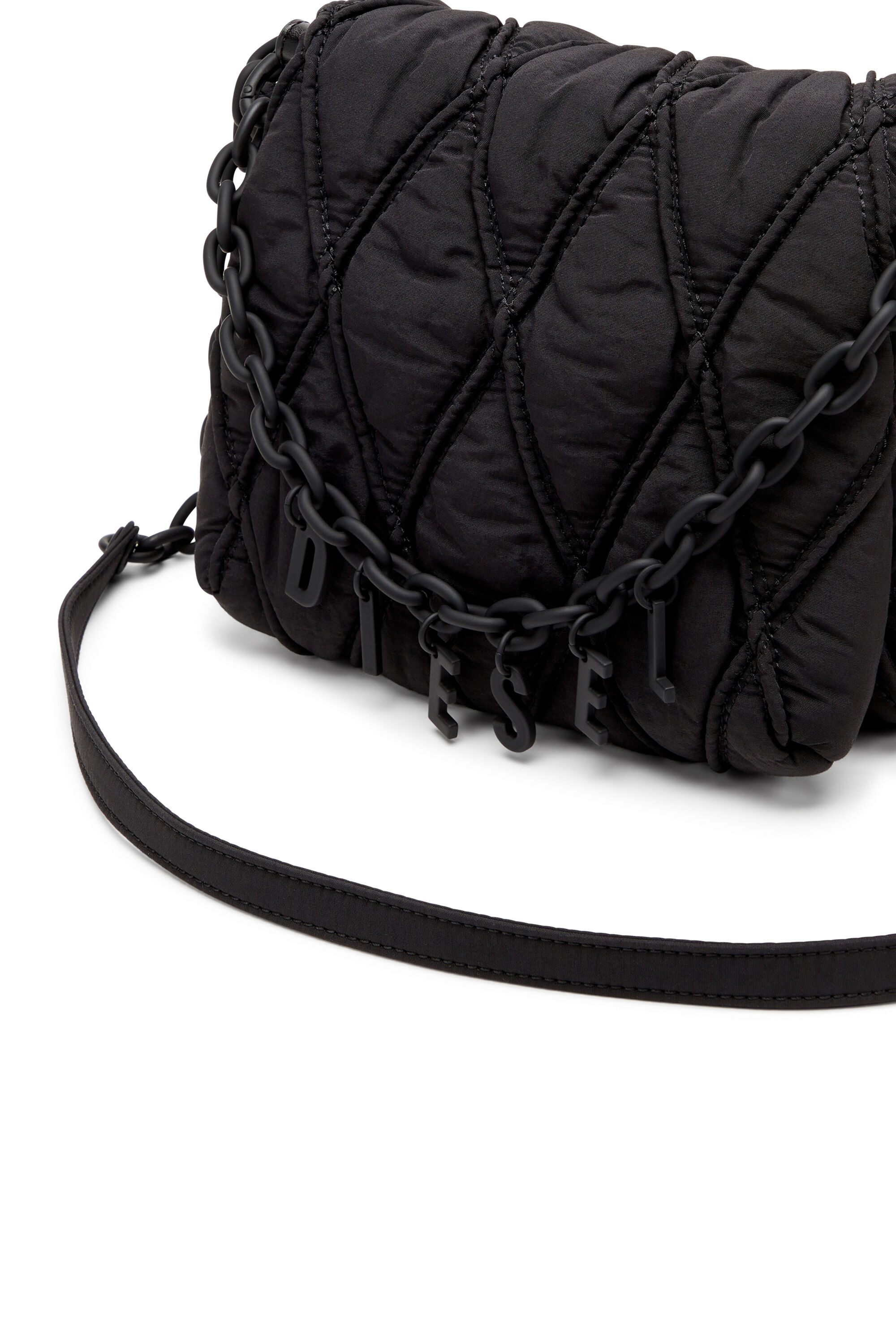 Diesel - CHARM-D SHOULDER S, Woman's Charm-D S-Small shoulder bag in quilted nylon in Black - 2