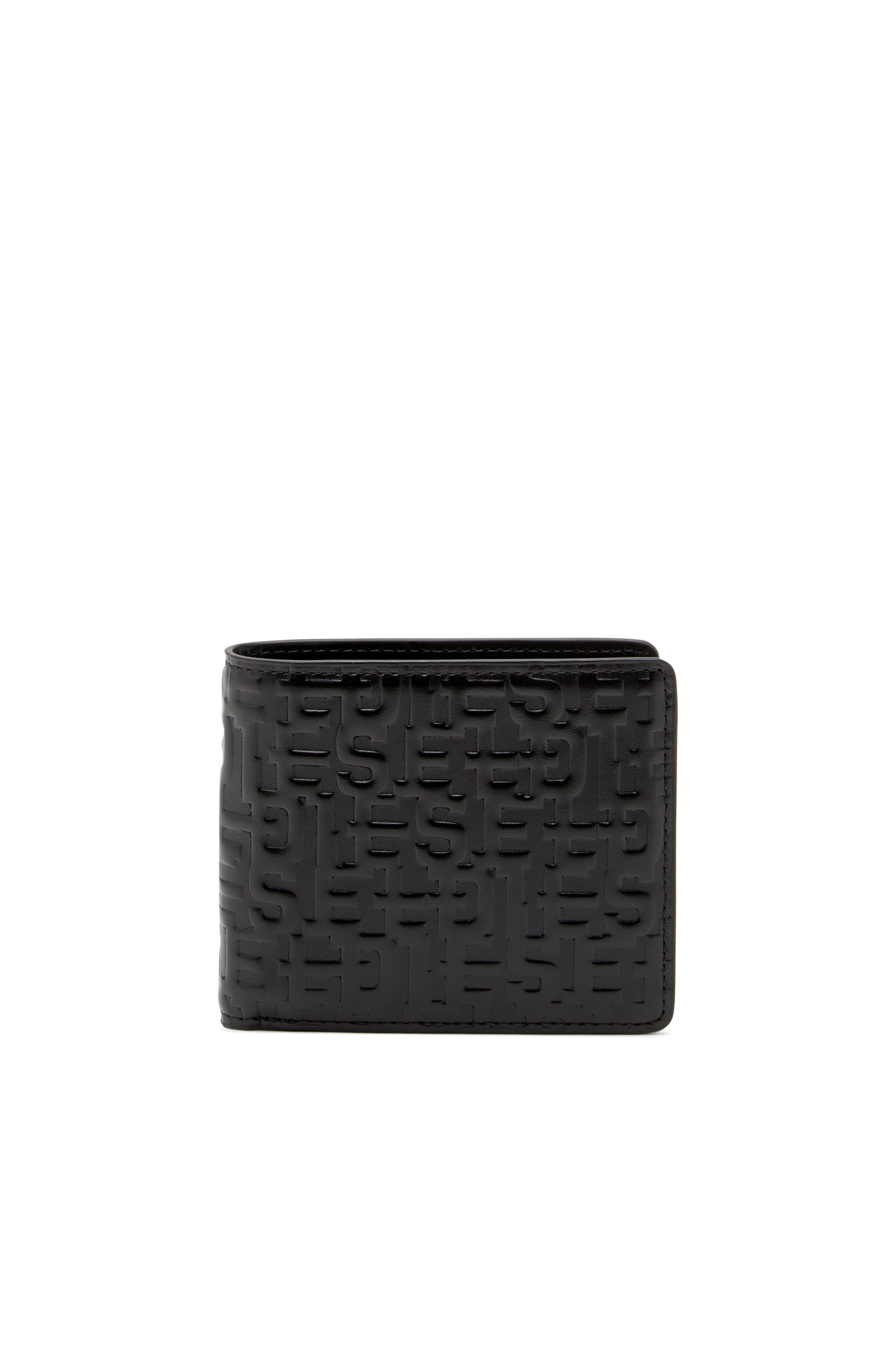 Diesel - PC MONOGRAM BI-FOLD COIN S, Man Bi-fold wallet in monogram leather in Black - Image 1