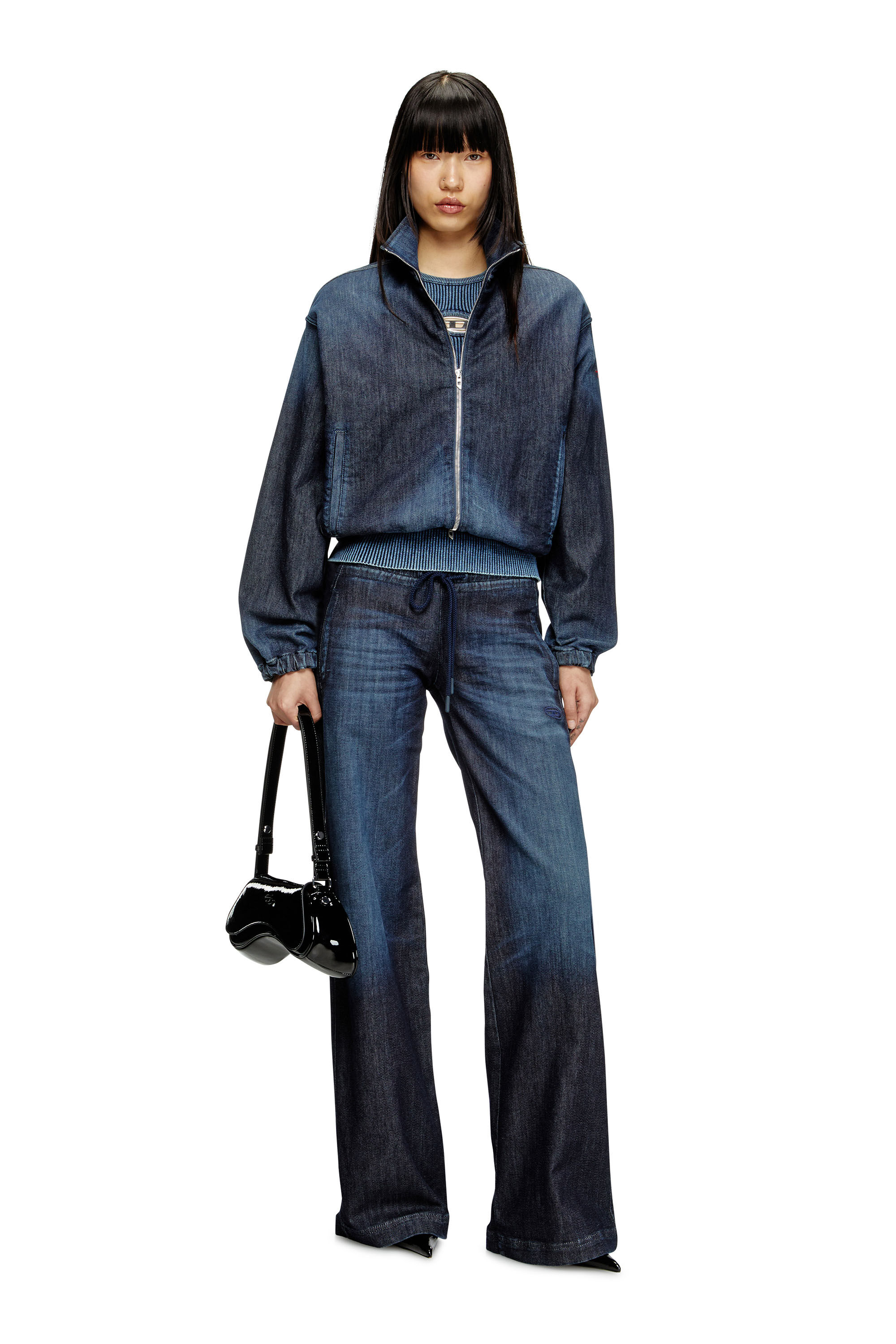 Diesel - DE-SANDERZ JOGG, Woman's High-neck JoggJeans jacket in Dark Blue - 1