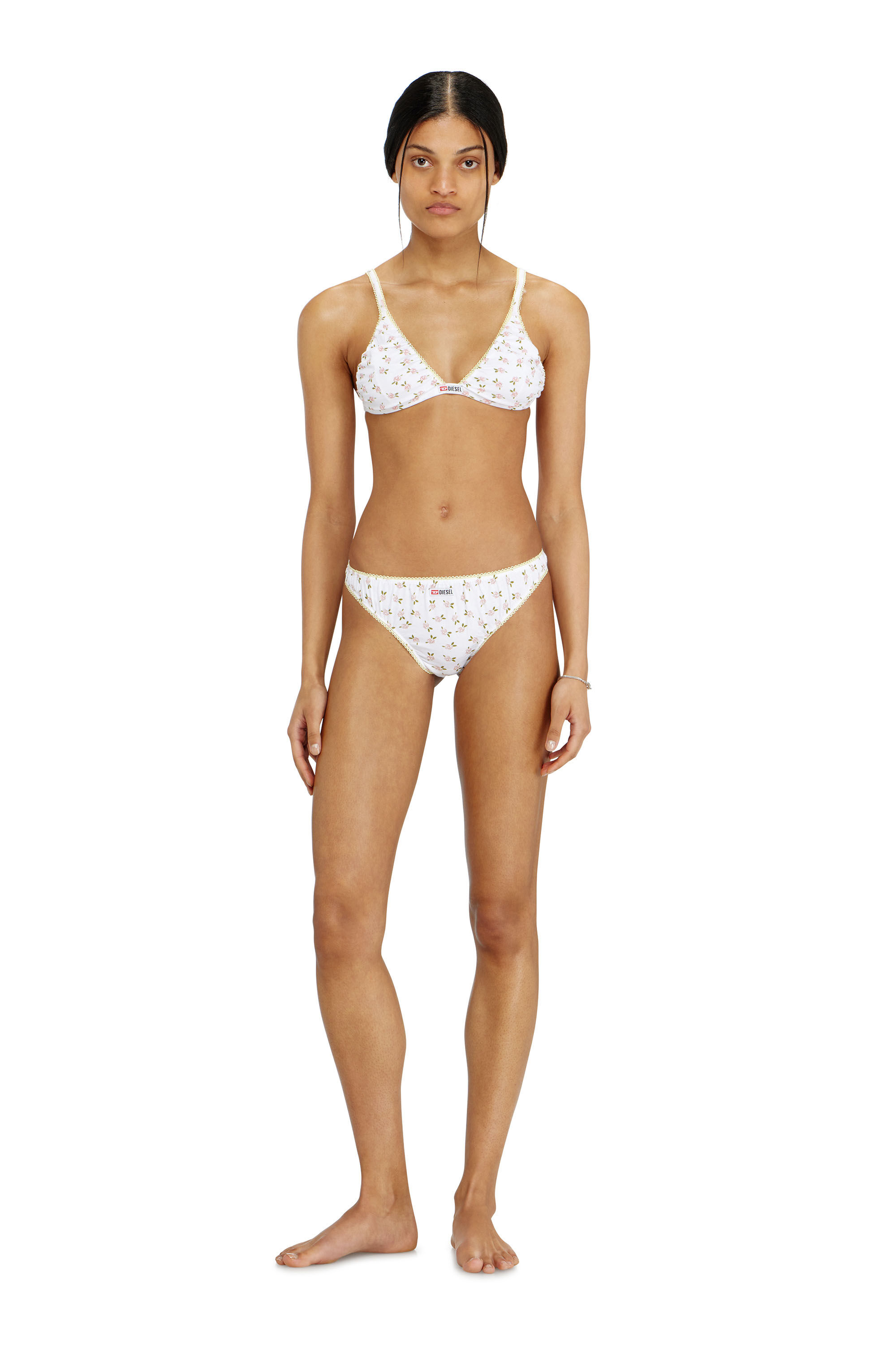 Diesel - JANA-D-CORE, Woman's Cotton triangle bra with all-over floral print in White - 1