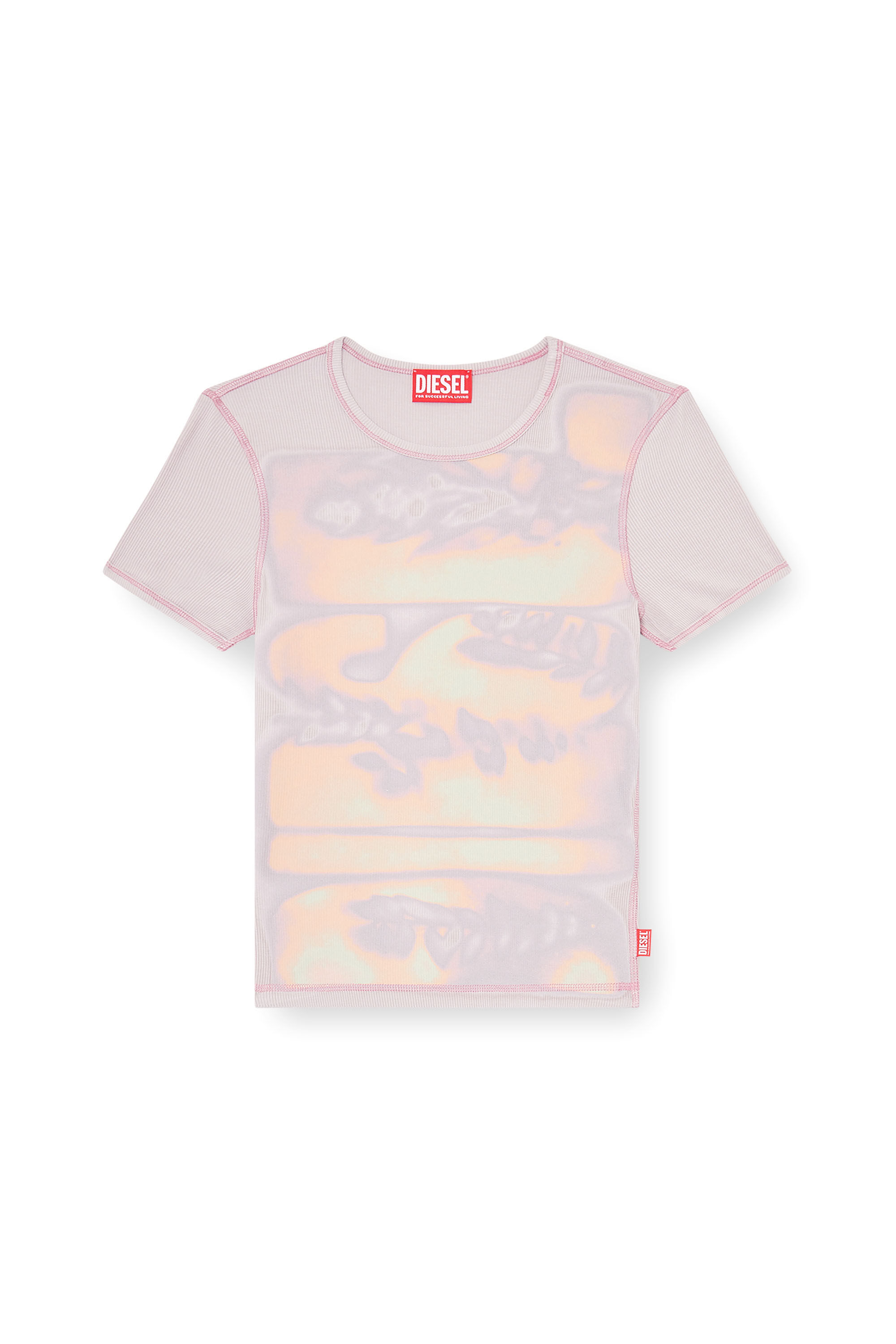 Diesel - T-ELE-LONG-AA1, Woman's Slim jersey top with graphic print in null - 4