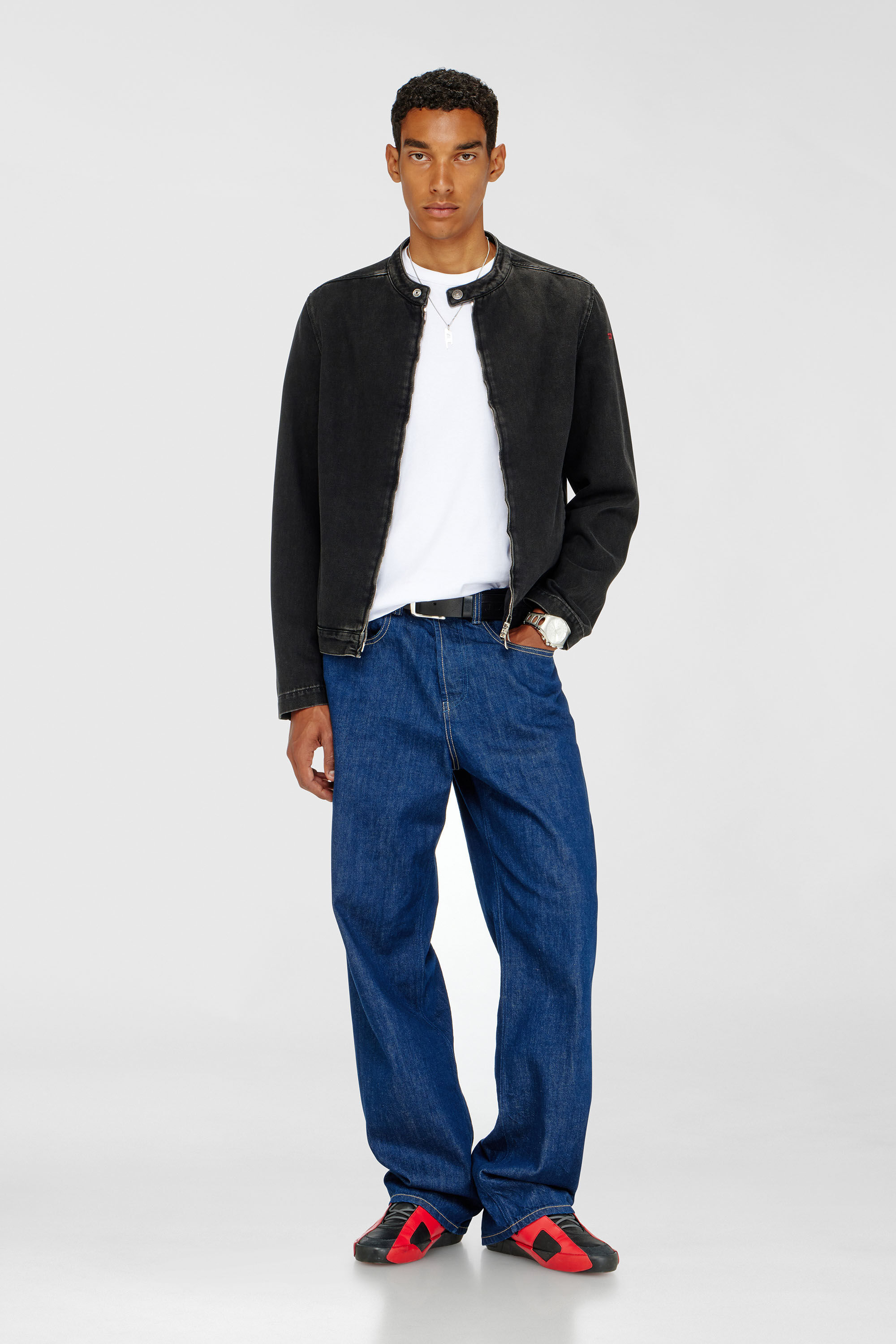 Diesel - S-SLANTE-D LOW, Man's S-Slante-D-Sneakers in suede and leather with D logo in Black/Red - 7