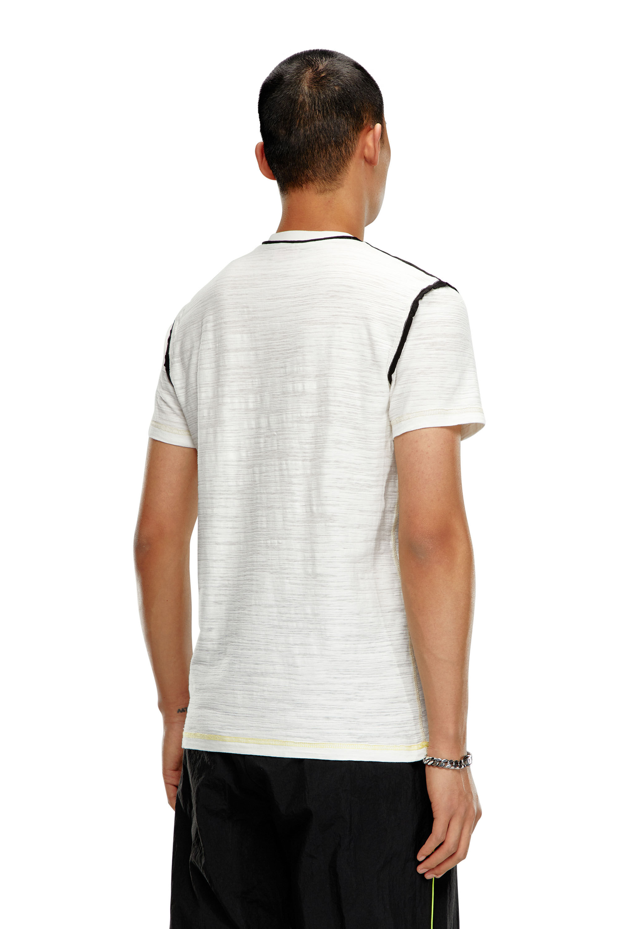 Diesel - T-DIEGOR-V-RAW, Man V-neck T-shirt in inside-out slub jersey in White - Image 2