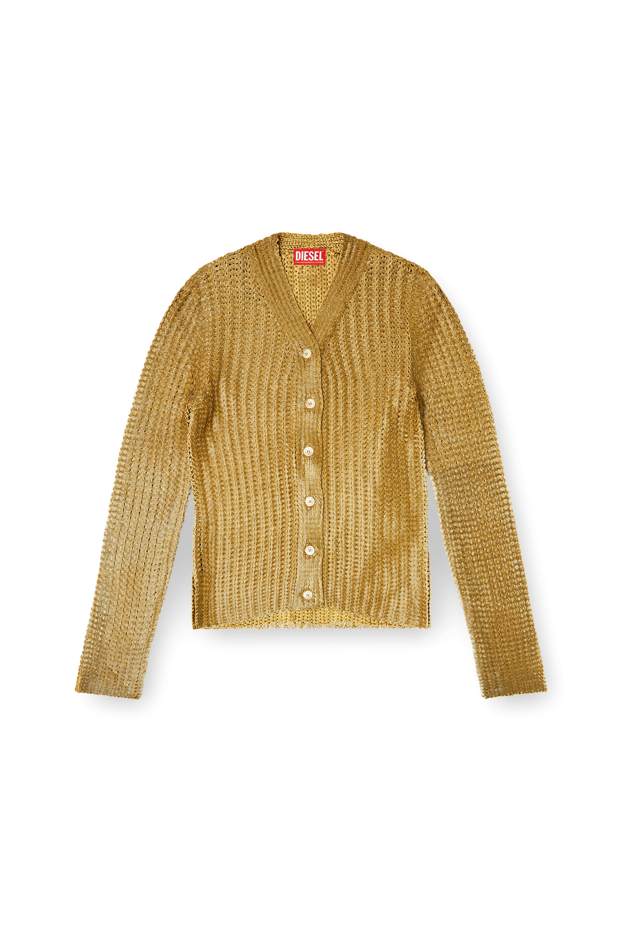 Diesel - M-MILLO, Woman's Ribbed cardigan with shiny effect in null - 2