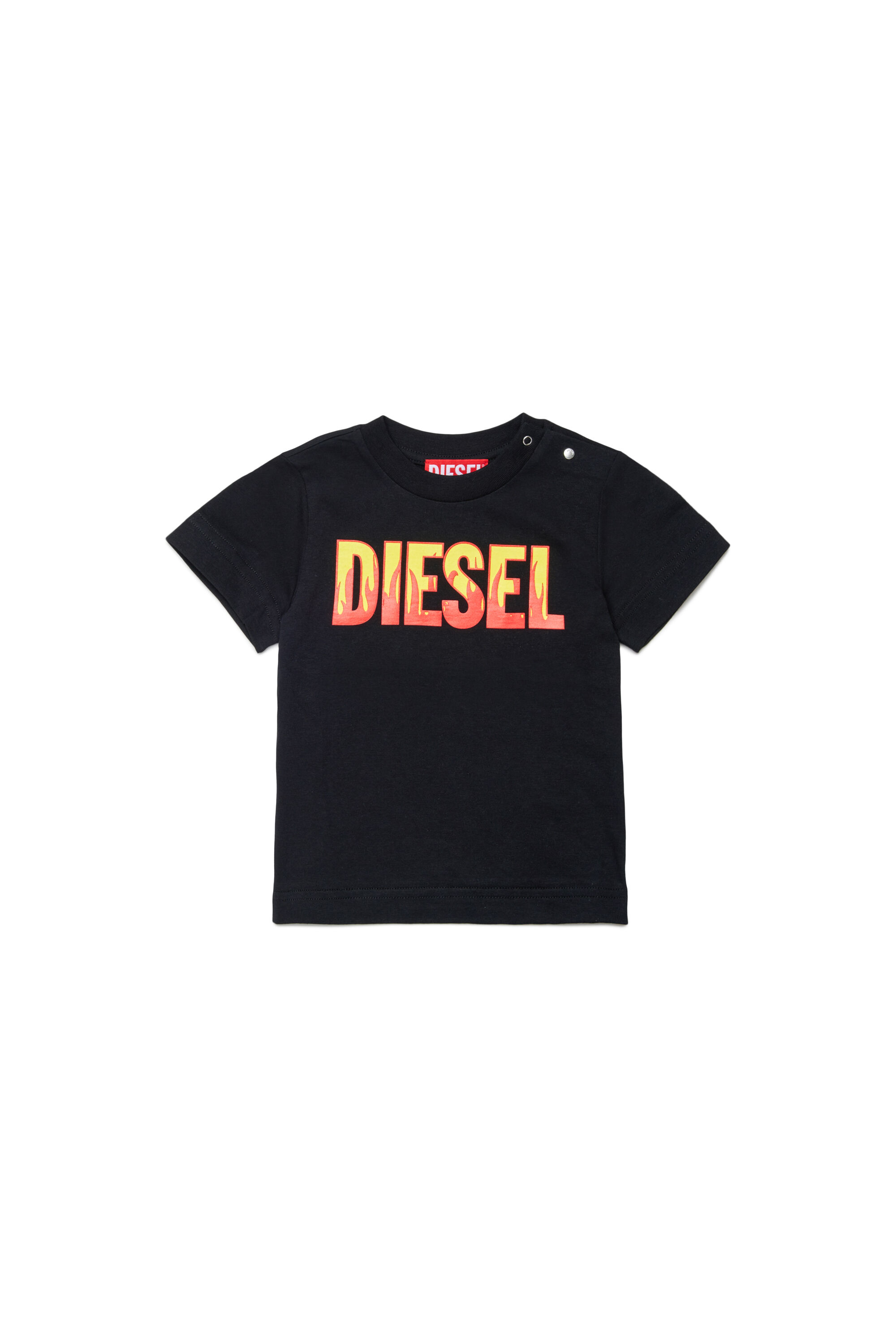 Diesel - TDIRB, Man's Cotton T-shirt with fire-effect print in Black - 1