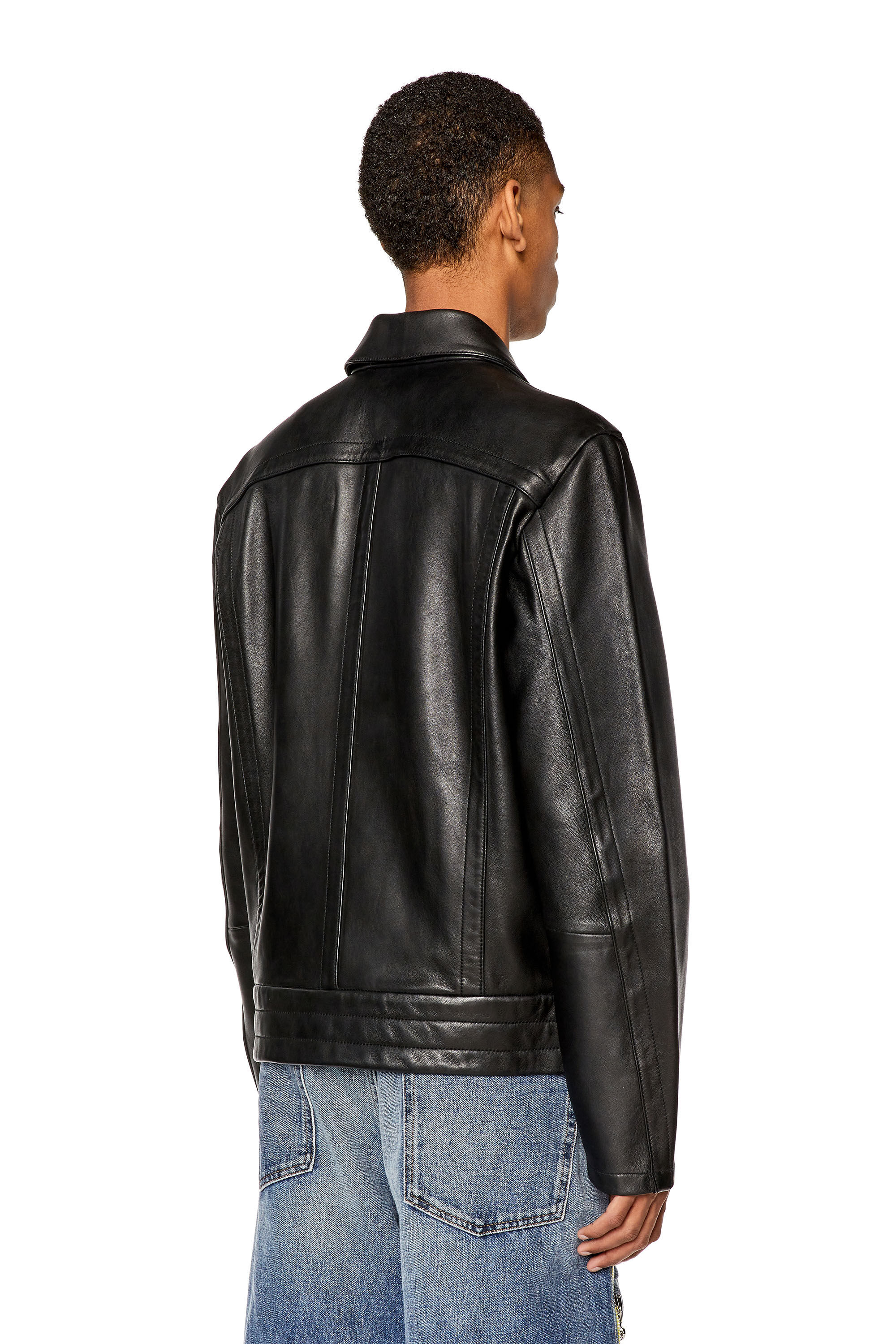Men's Shirt jacket in supple leather | Black | Diesel Men's Shirt jacket in supple leather | Black | Diesel
