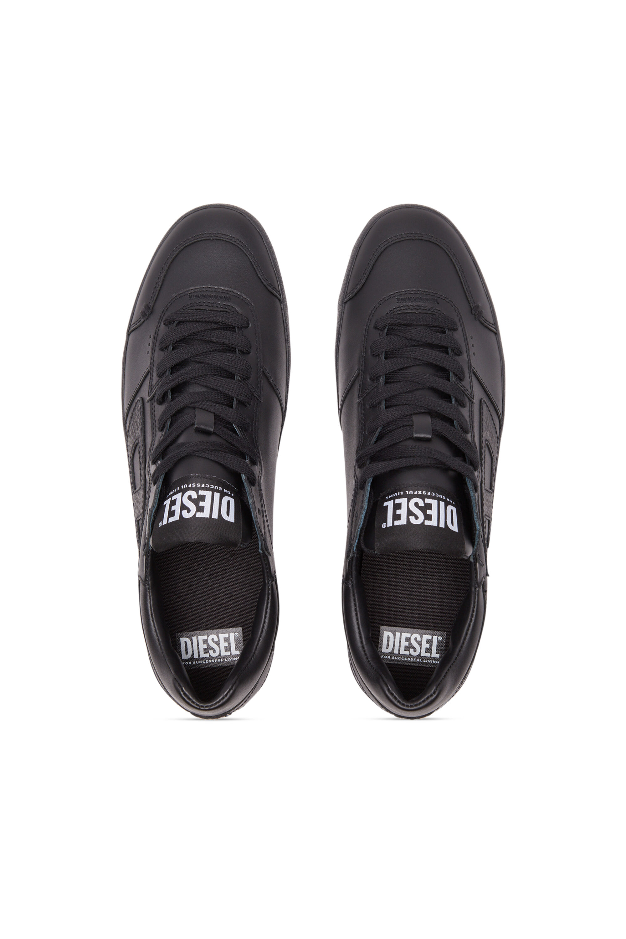 Diesel - S-LEROJI LOW, Man S-Leroji Low-Low-top leather sneakers with D branding in Black - Image 4