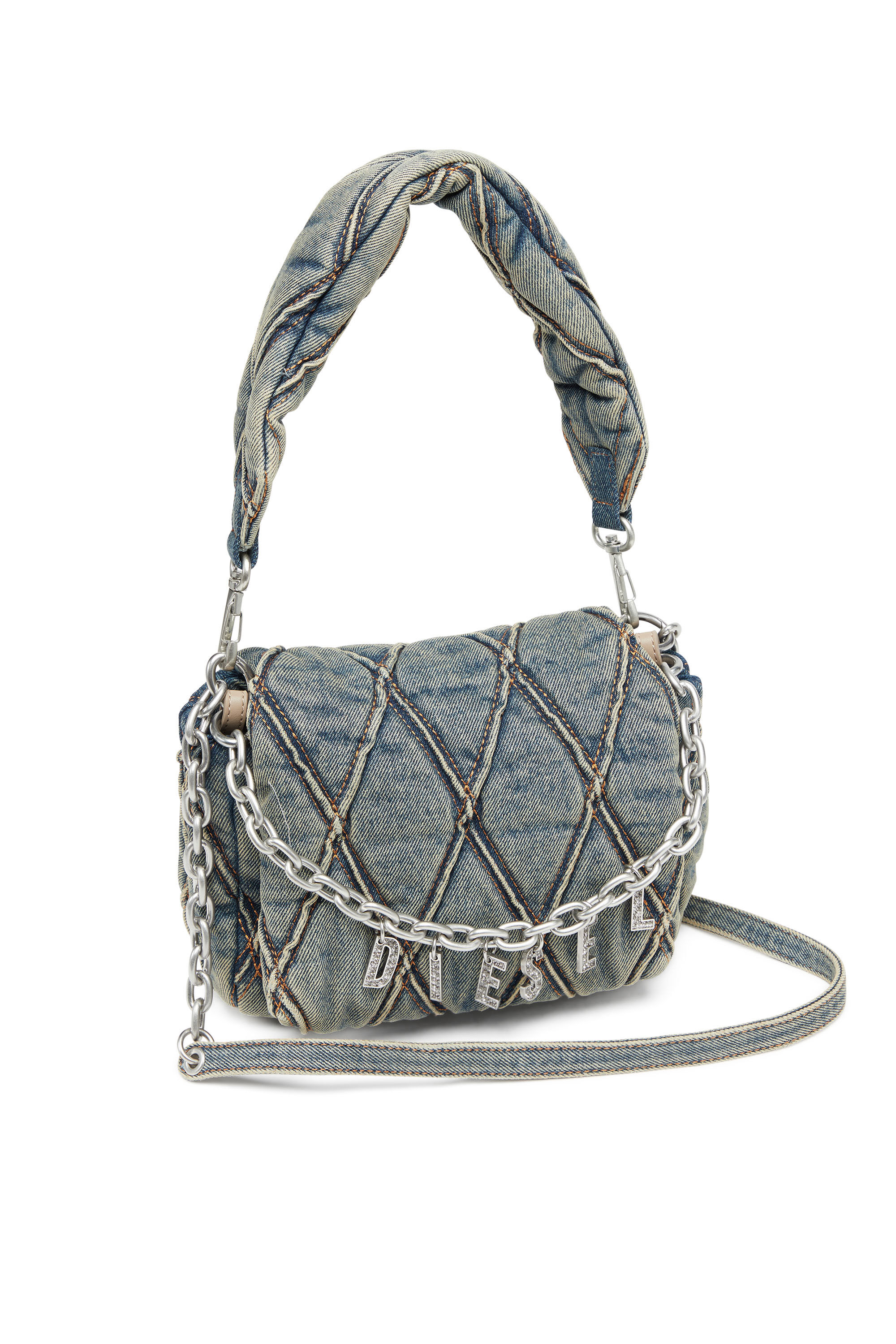 【楽天スーパーセール】 Women's Diesel | Blue | denim quilted in handbag S-Small Charm-D バッグ