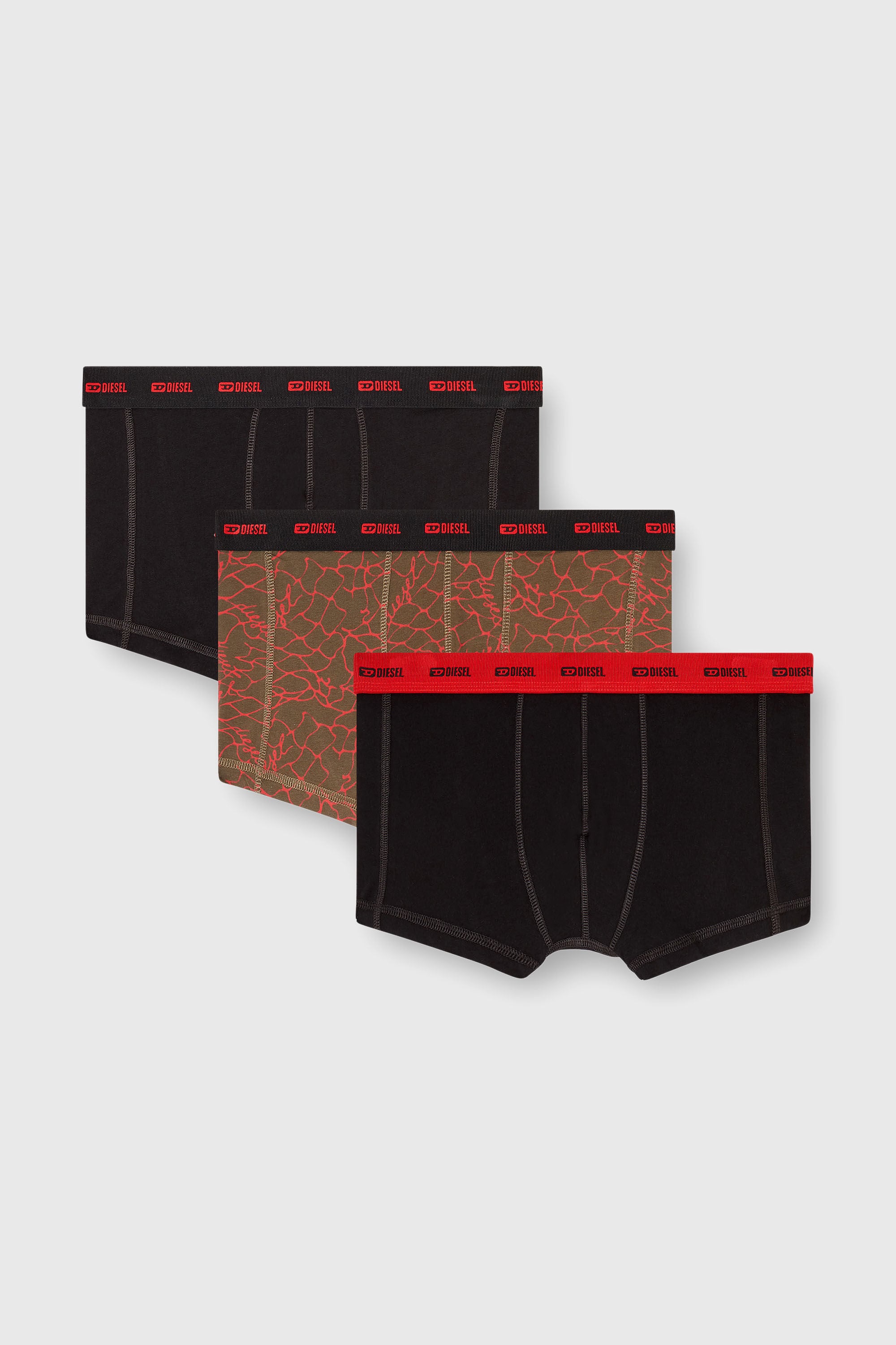 Diesel - DAMIEN-UTLT-3PACK, Man's Three-pack of trunks with graphic motif in Black/Brown - 2