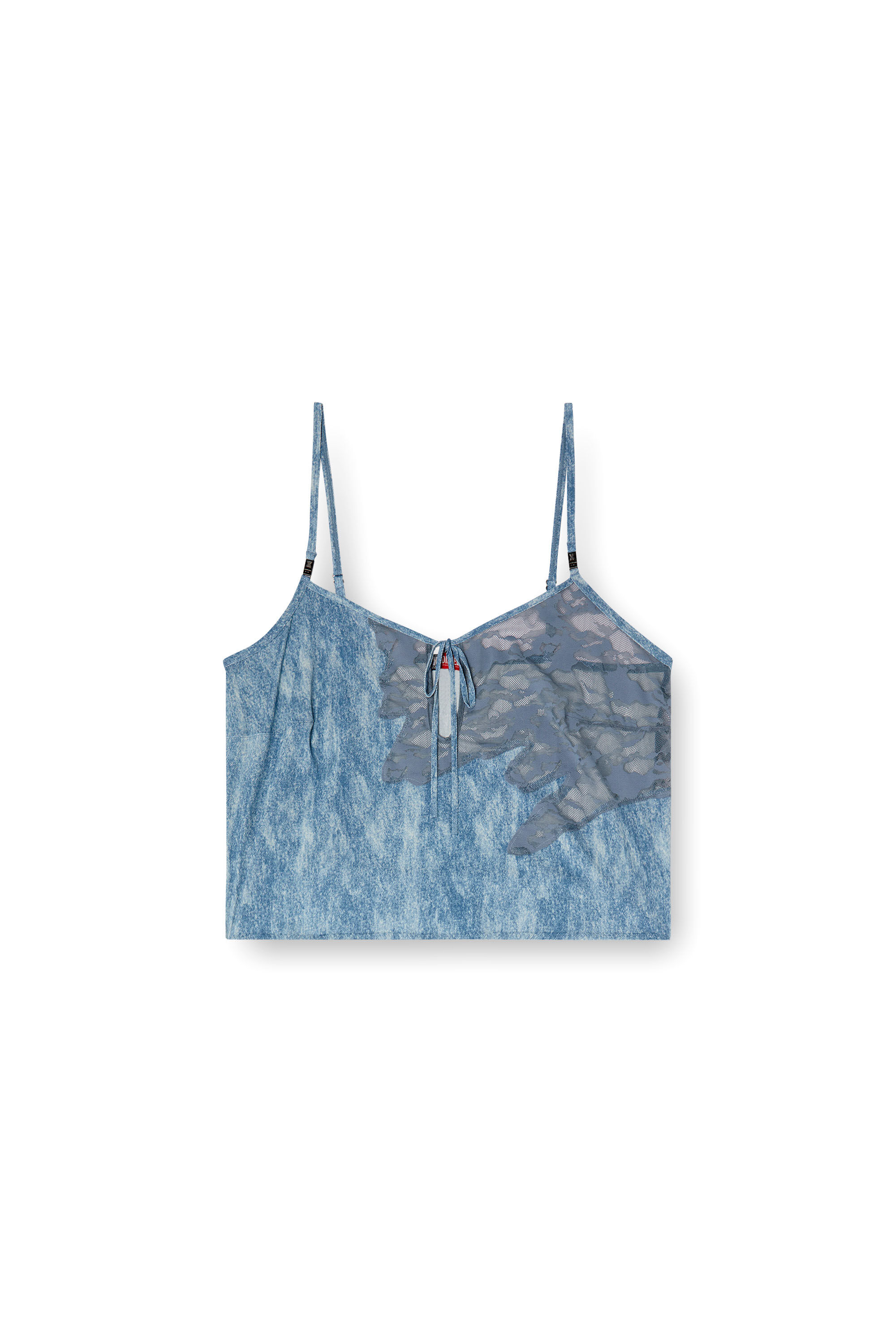 Diesel - C-LACE-SLEEP-CAMI, Woman's Sleep cami in microfibre and camo lace in Light Blue - 2