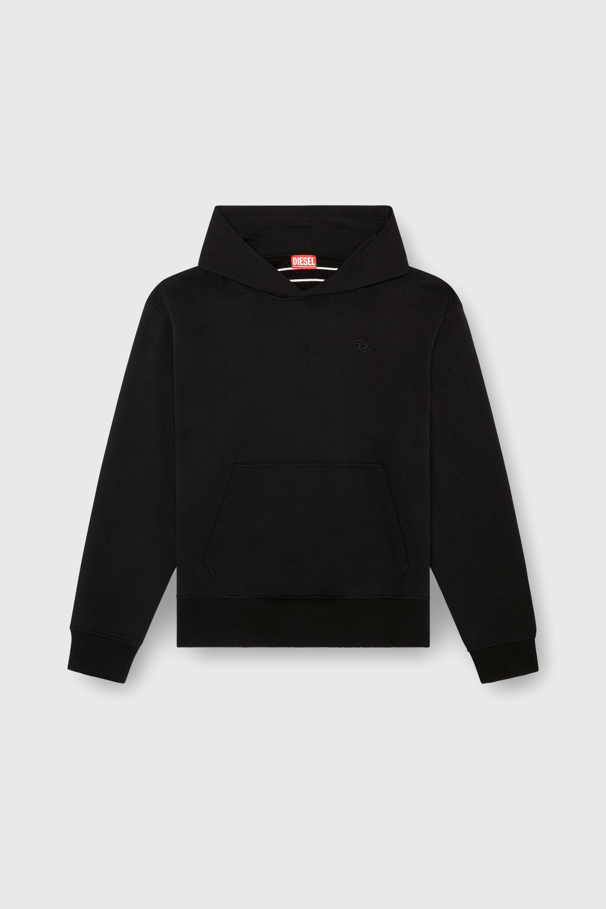 Diesel - S-MACS-HOOD-MEGOVAL-D, Man's Hoodie with logo embroidery in Black - 2