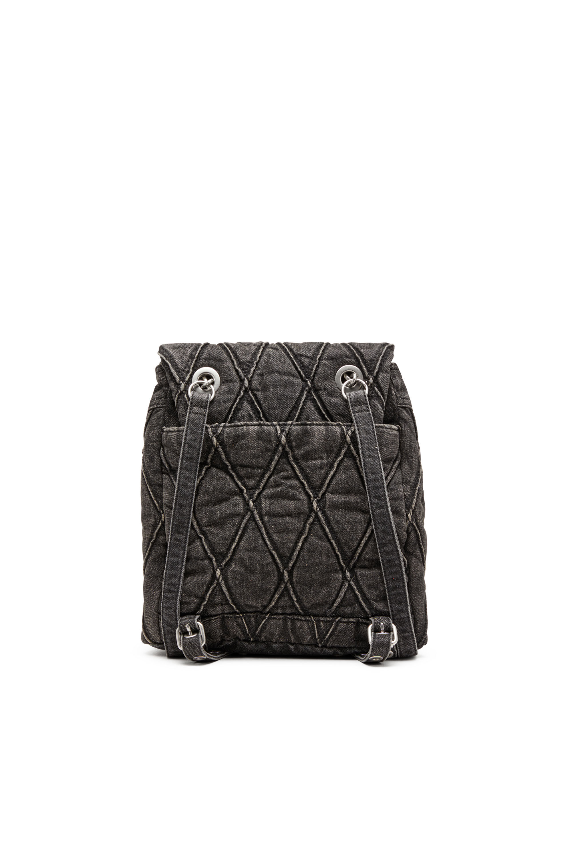 Diesel - CHARM-D BACKPACK S, Woman Charm-D S-Backpack in Argyle quilted denim in Black - Image 3