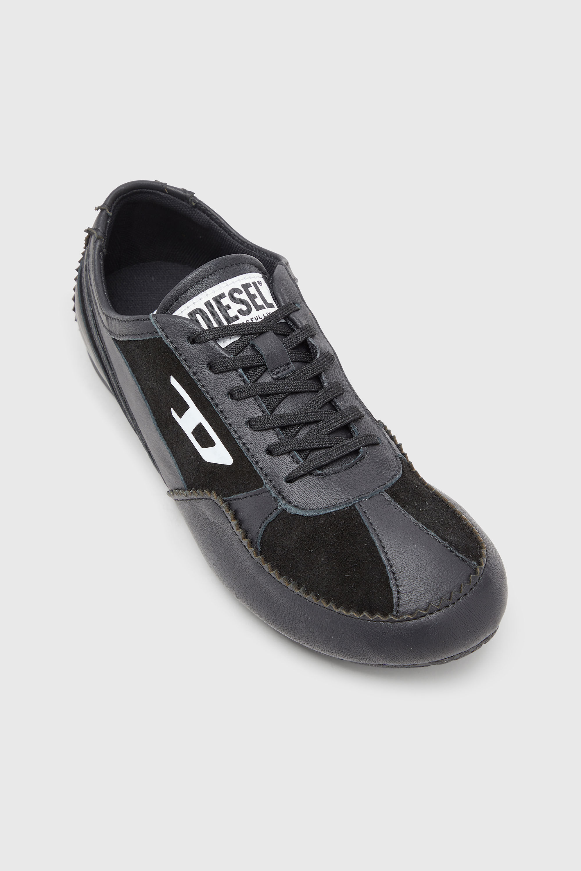 Diesel - D-MILE LOW W, Woman's D-Mile-Flat sneakers in leather and suede in Black - 6