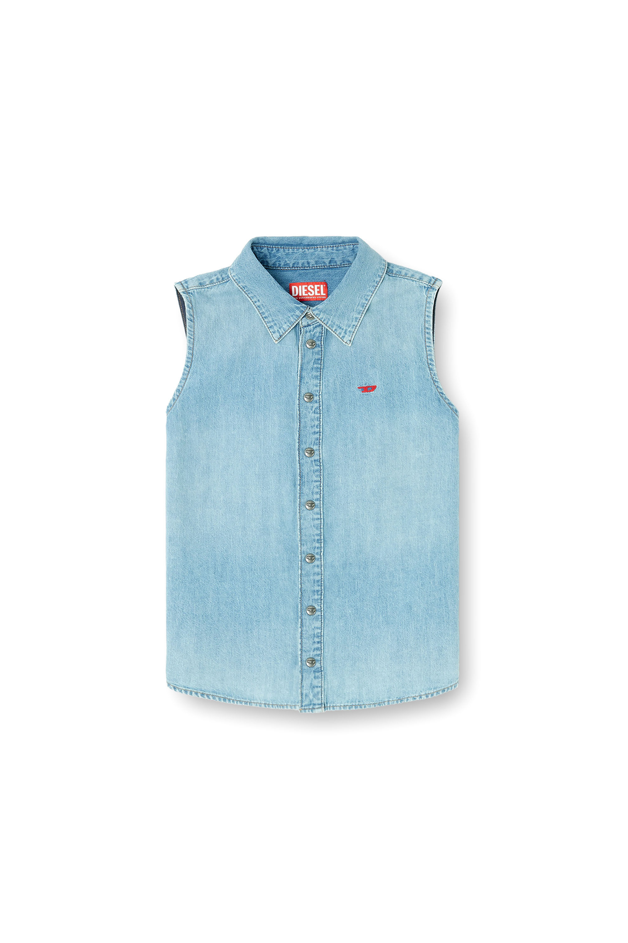 Diesel - DE-EAZY-SL, Woman's Sleeveless denim shirt in Light Blue - 2