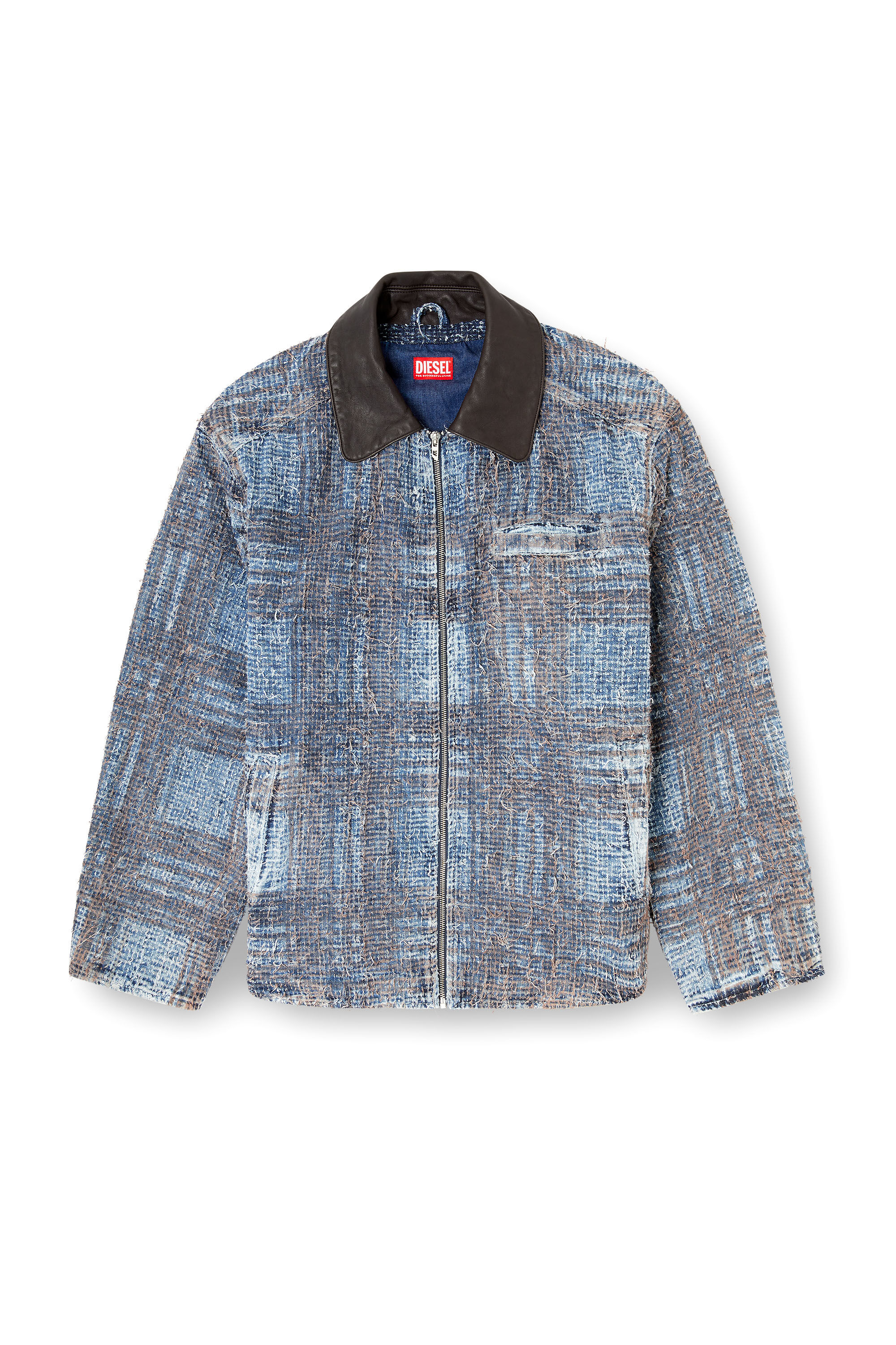 Diesel - D-IVAR-S1, Man's Jacket in graphic boucl&eacute; denim in Black/Blue - 2