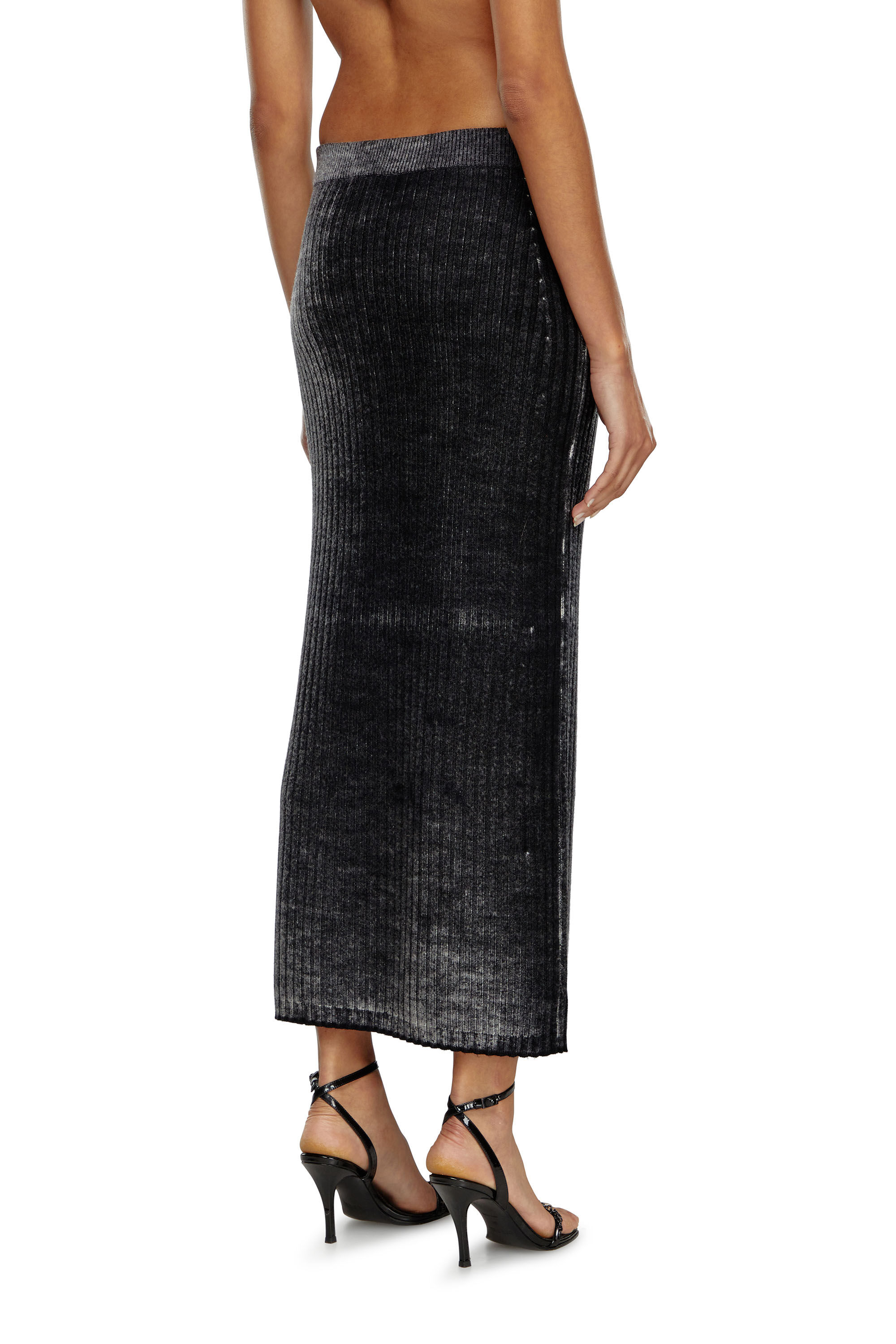 Diesel - M-ASI, Woman Midi skirt in treated wool knit in Black - Image 4