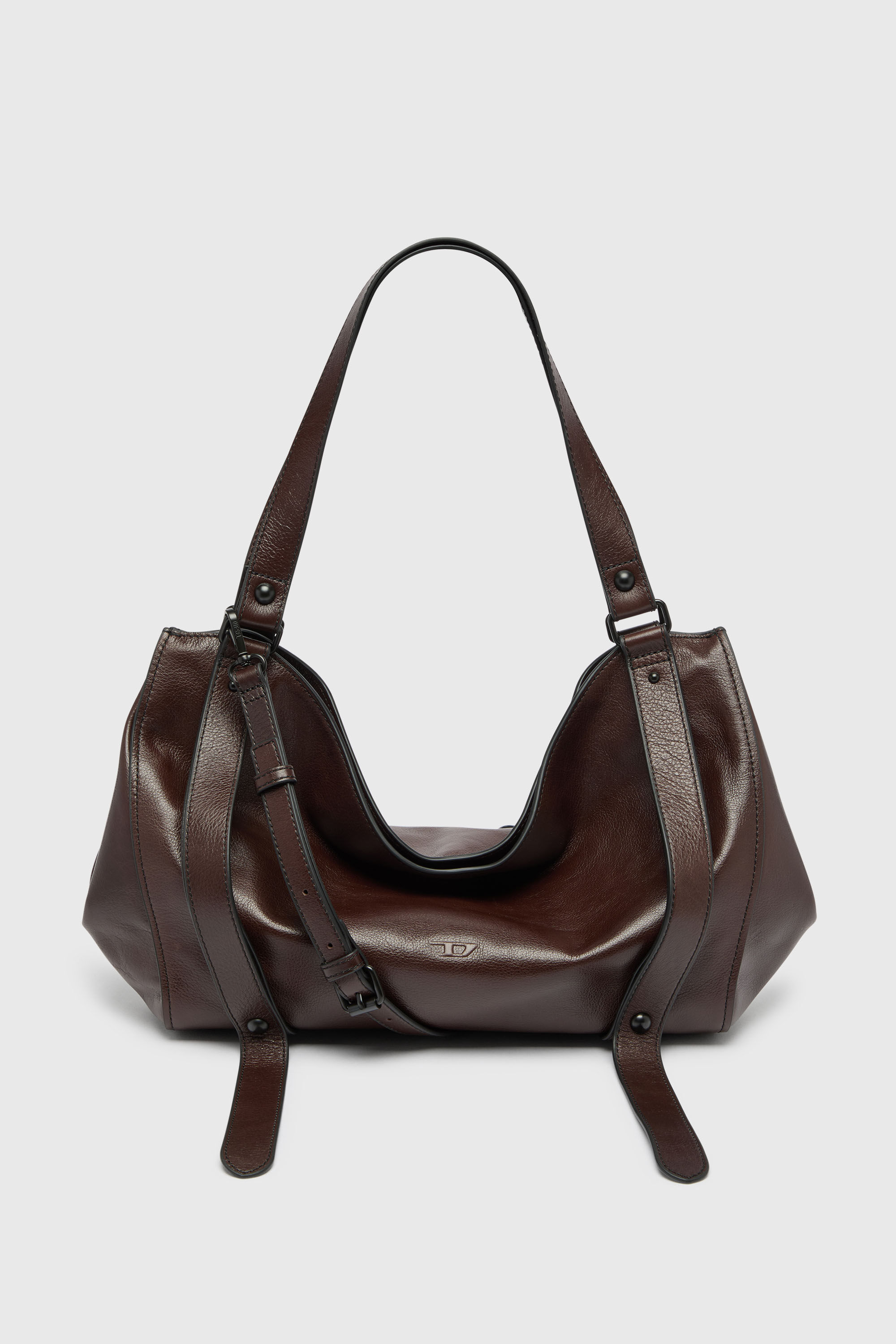 Diesel - D-ONE TOPHANDLE M, Unisex's D-One- Medium top-handle bag in leather in Dark Brown - 2