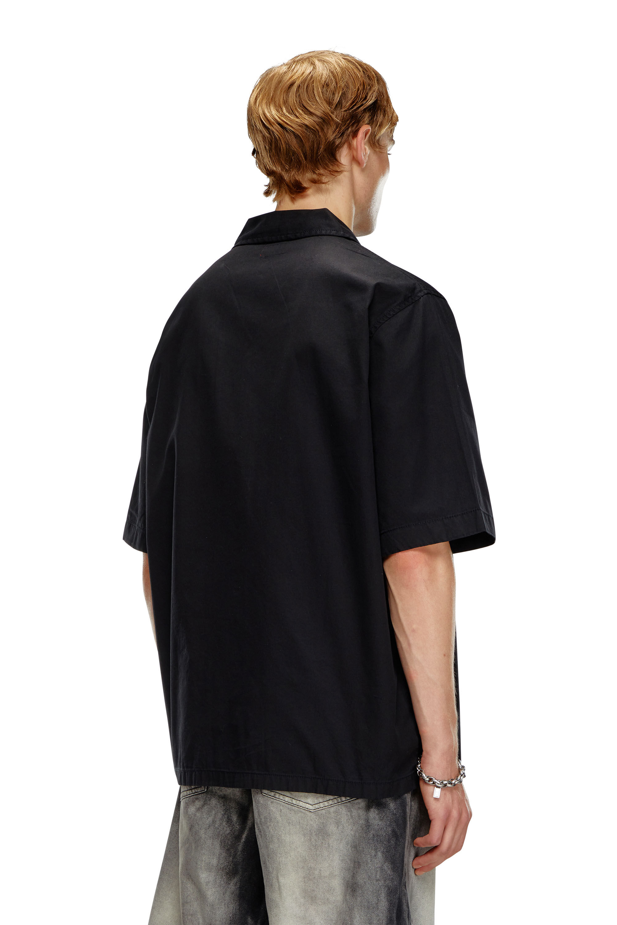 Diesel - S-STAN-BLEACH, Man Bowling shirt with bleached effect in Black - Image 4