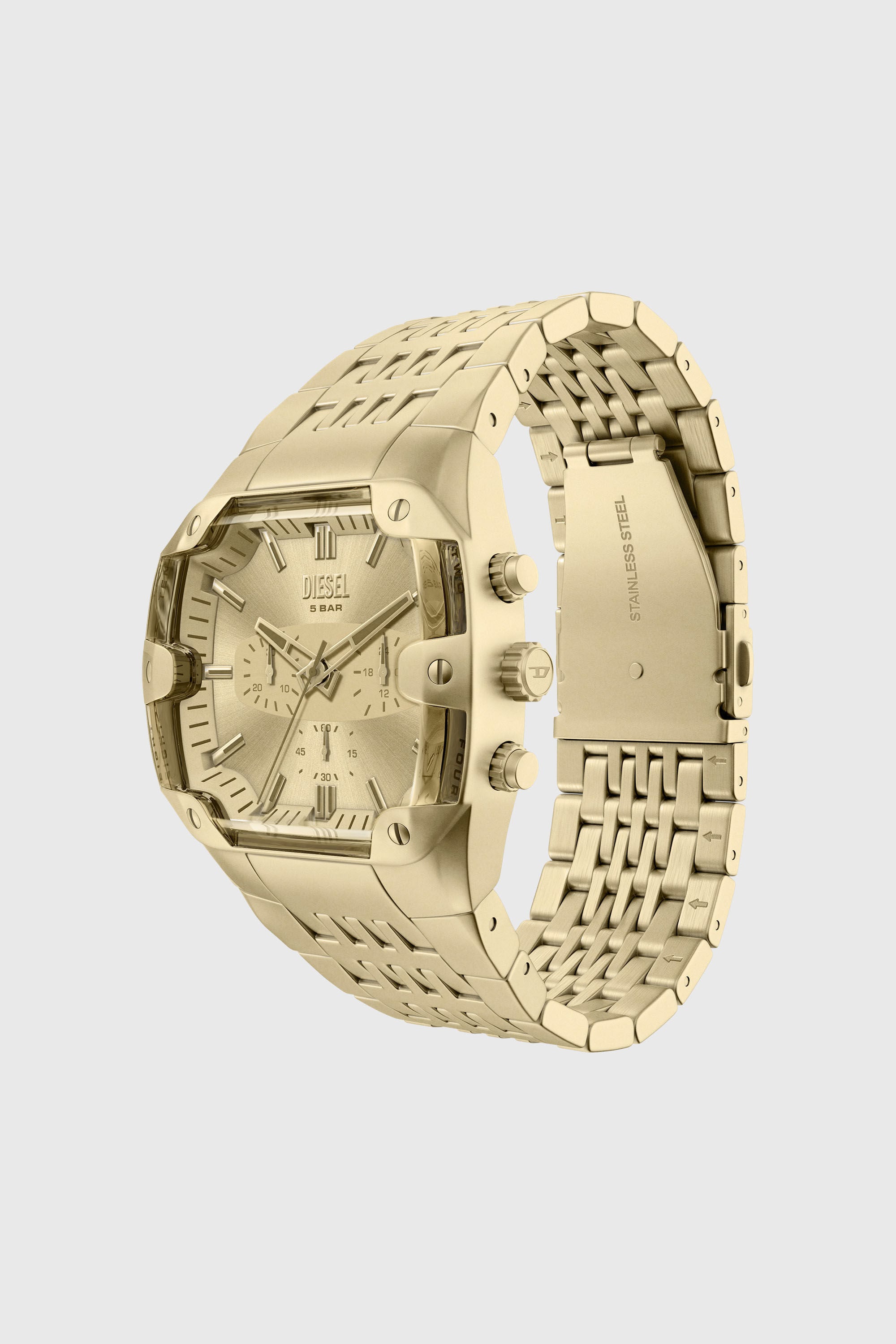 Diesel - DZ4718 WATCH, Man's Spiked Cushion gold-tone stainless steel watch in Gold - 6