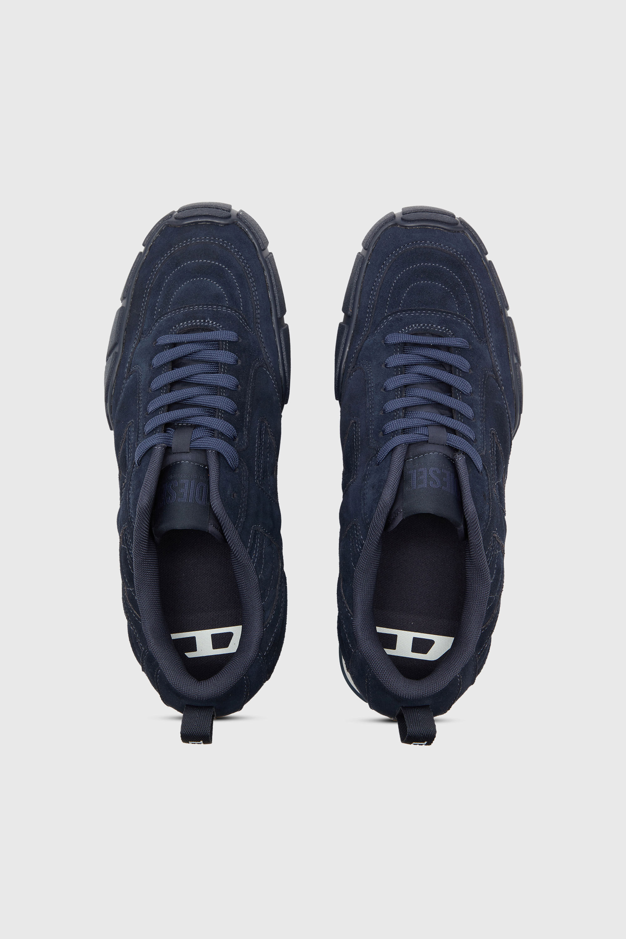 Diesel - S-PAGODHA LOW, Man's S-Pagodha-Quilted suede sneakers in Dark Blue - 4