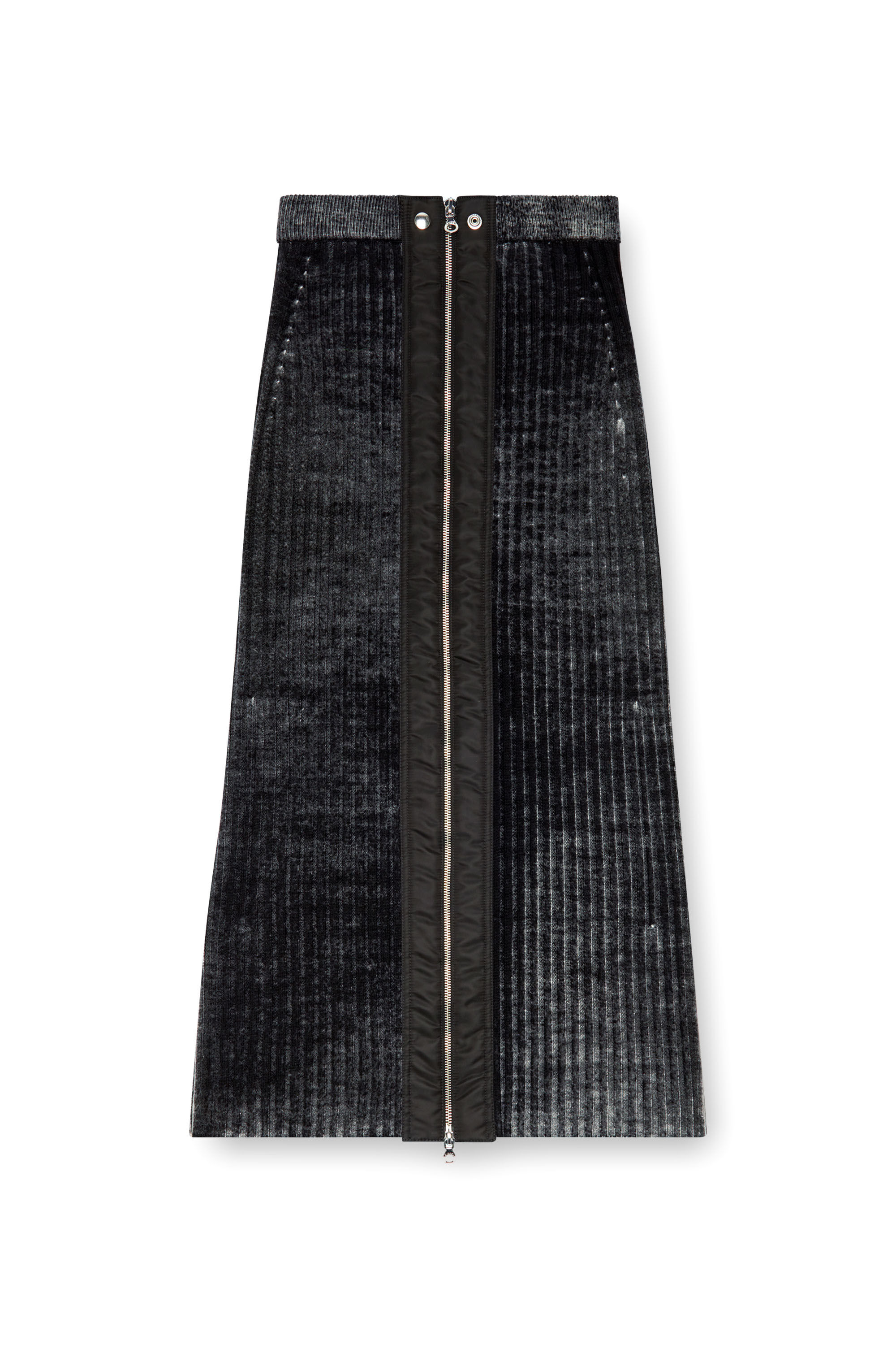 Diesel - M-ASI, Woman Midi skirt in treated wool knit in Black - Image 2