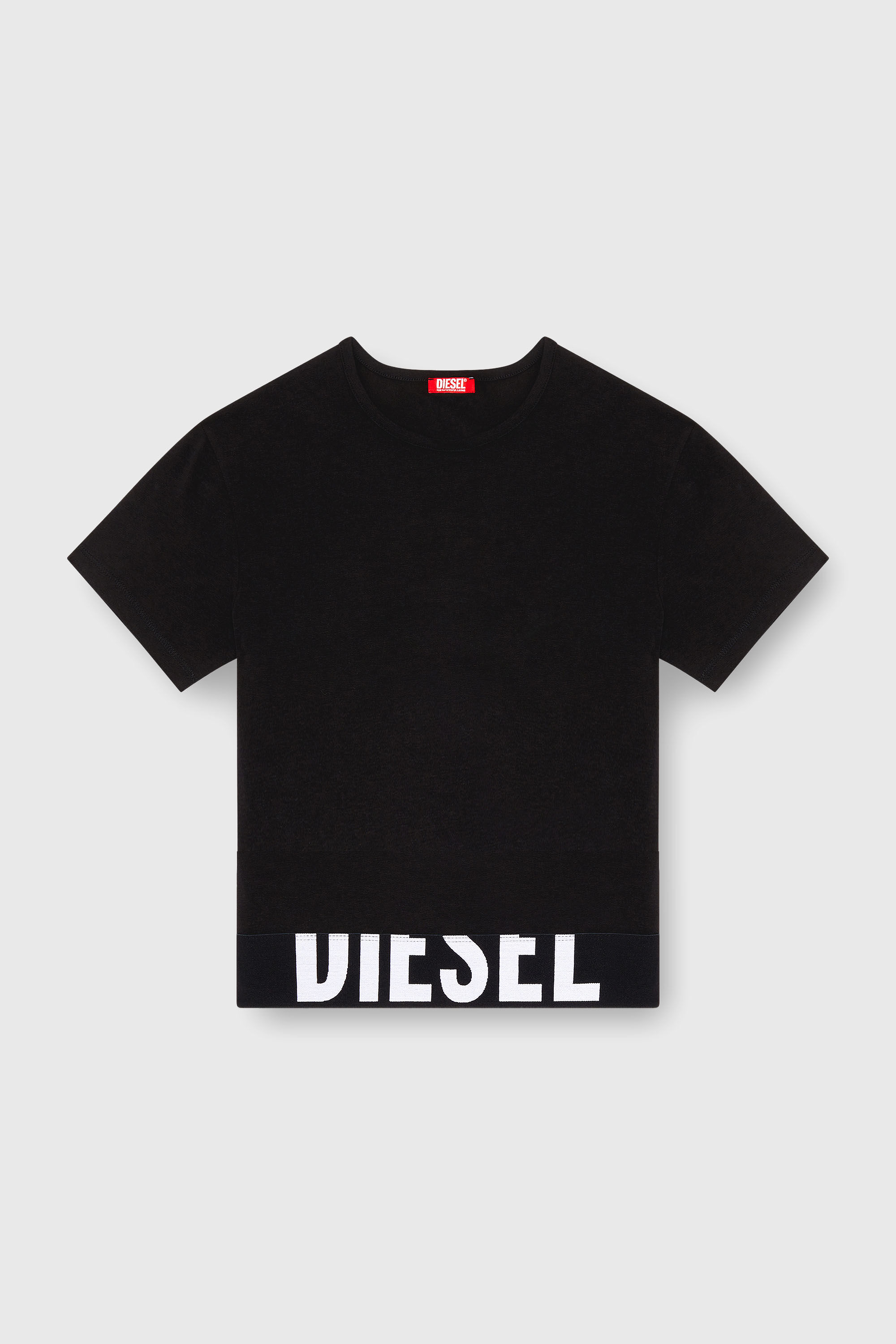 Diesel - UFTEE-SPORT-CROPPED-T-SHIRT, Woman's Sporty cropped top with logo band in Black - 2