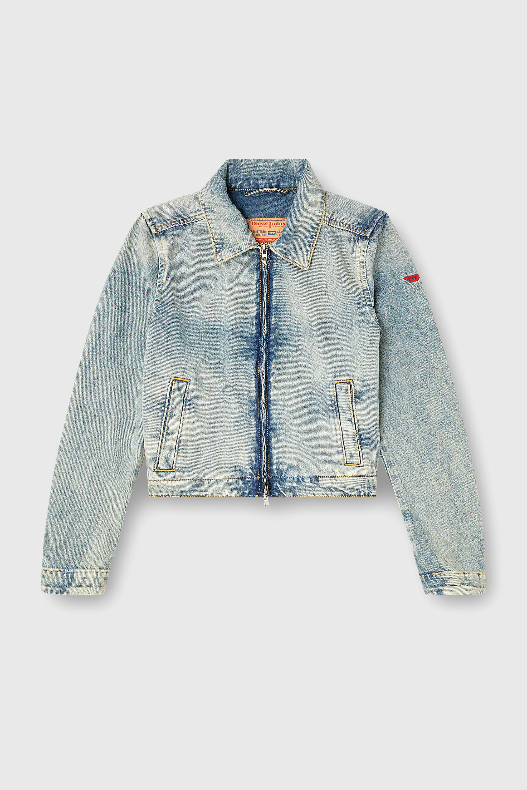 Diesel - DE-CORB, Woman's Jacket in dirt-effect fluid denim in Light Blue - 2