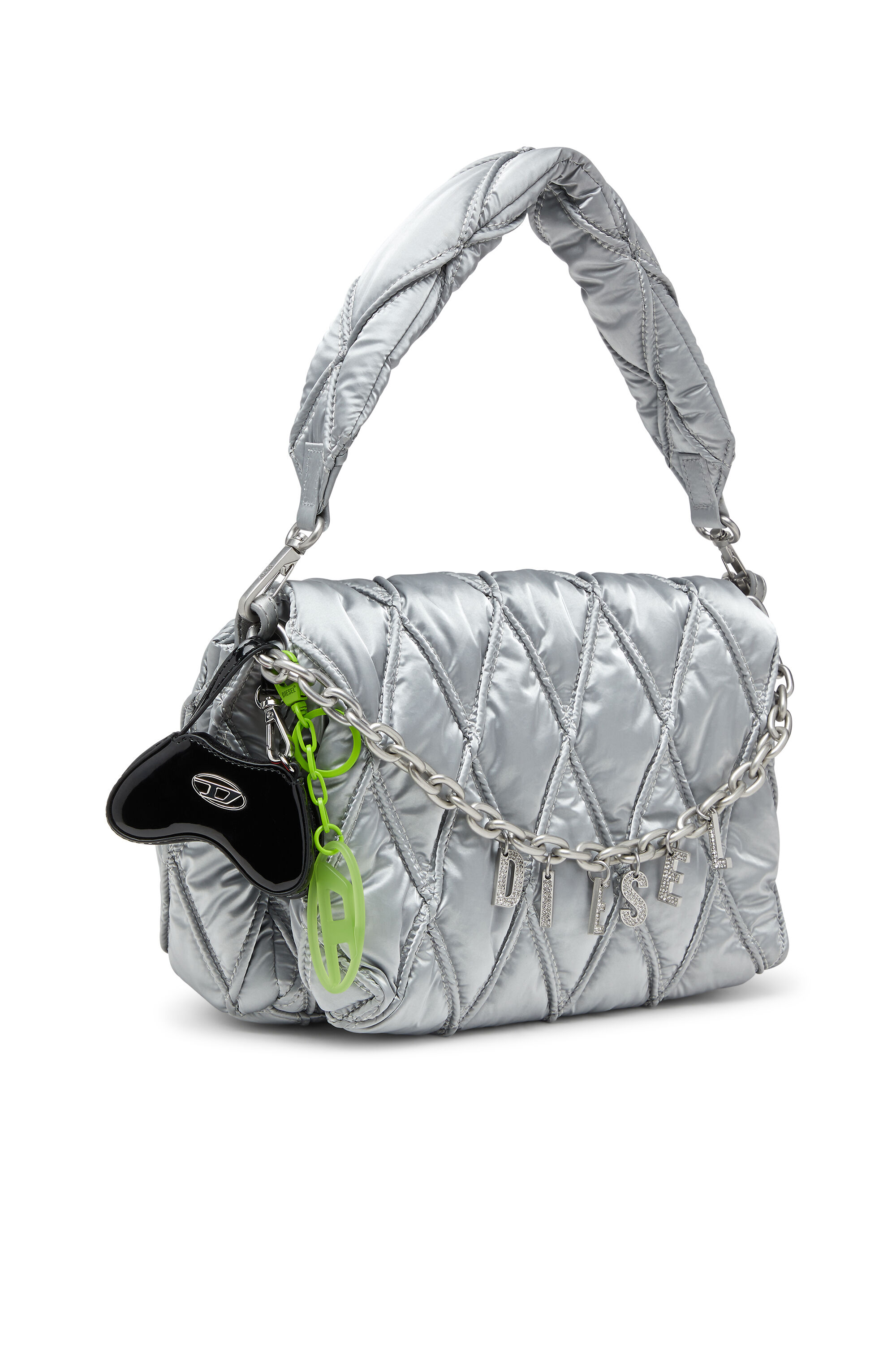Diesel - OVAL D CHARM, Unisex's Oval D charm/key ring in metal and resin in Green - 4
