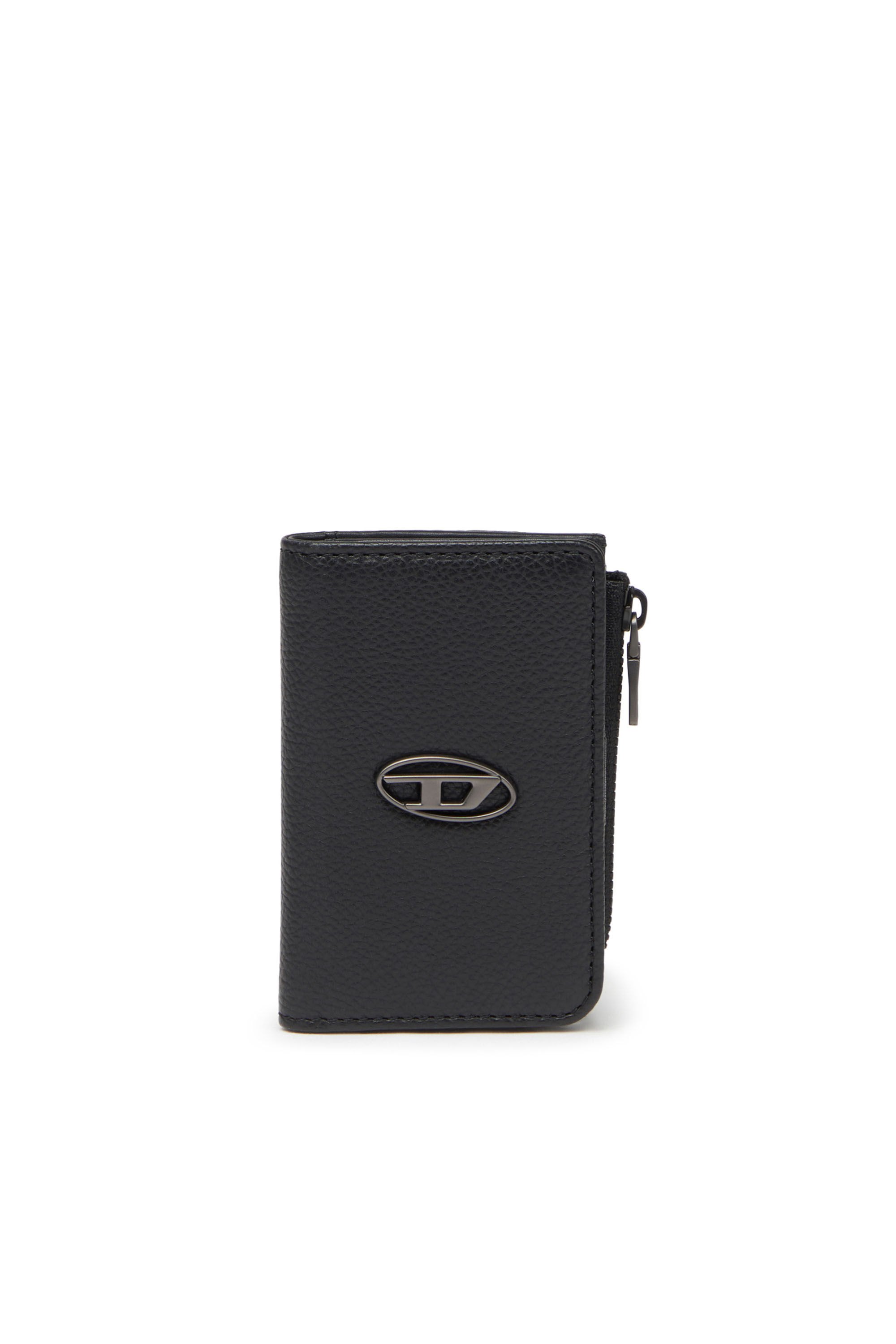 Diesel - L-ZIP KEY, Man Key case in grained leather in Black - Image 1