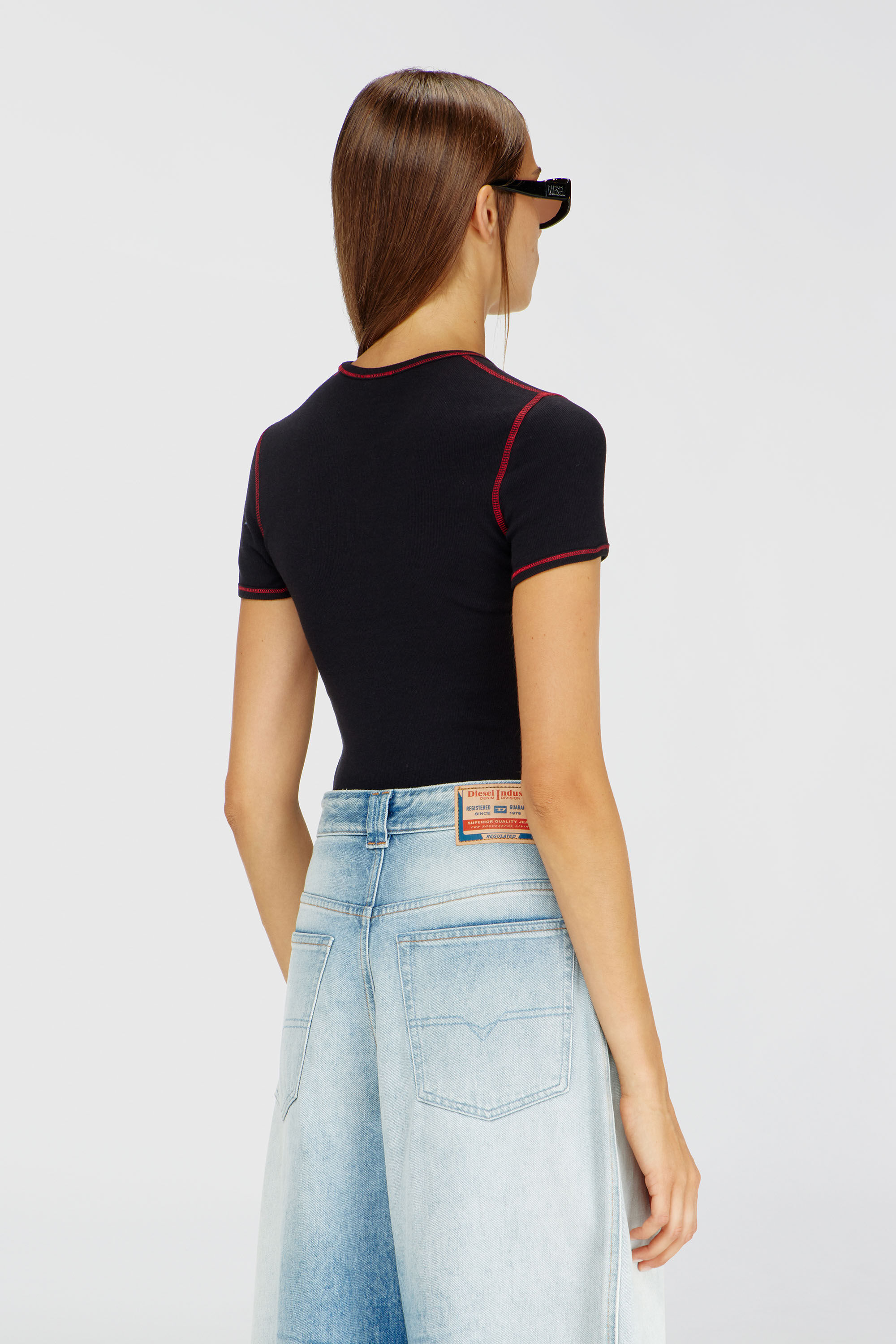 Diesel - SV-T-ELE-CHER, Woman's Slim cotton T-shirt with cherry print in Black - 4