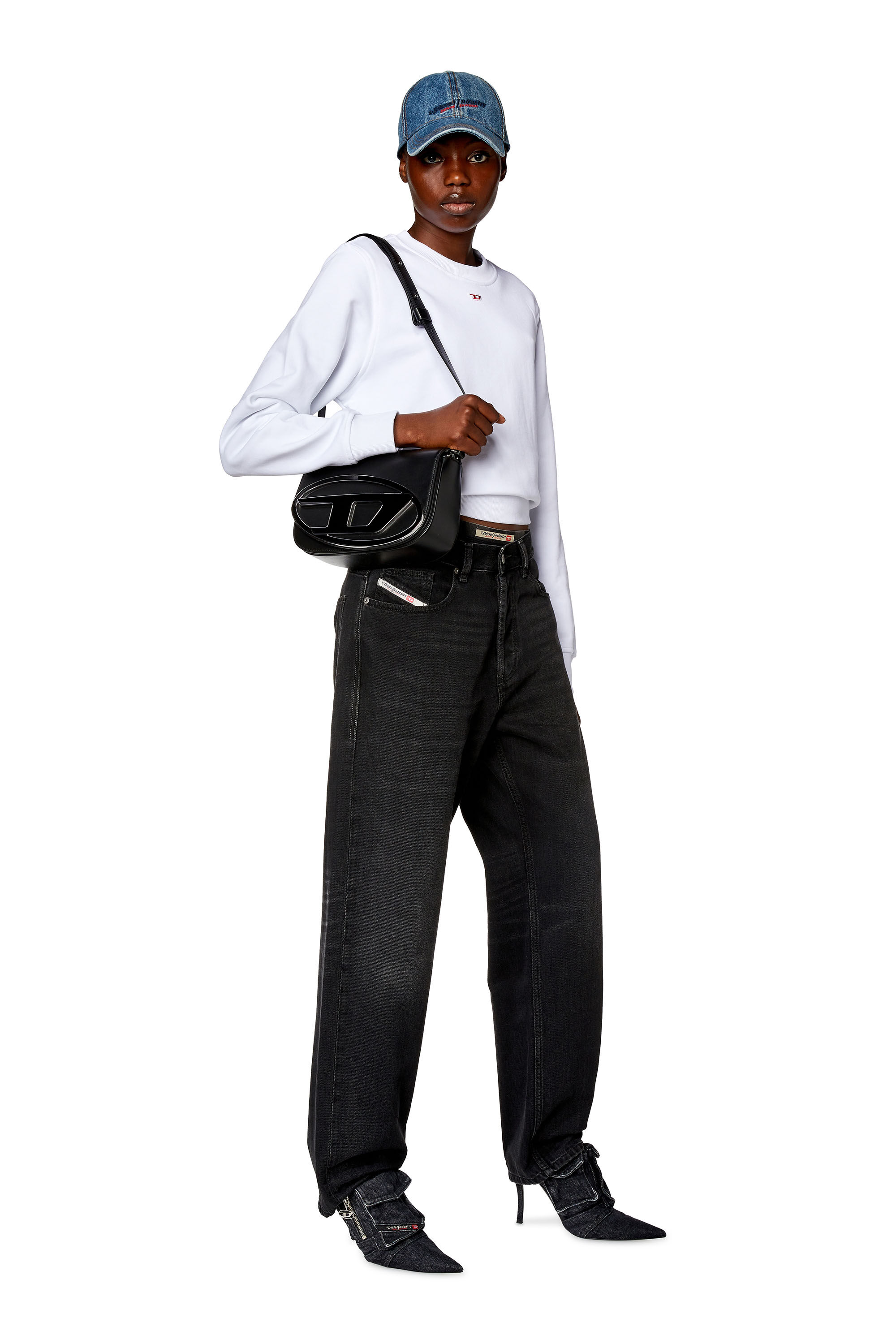Women's 1DR M-Iconic medium shoulder bag in leather | Black