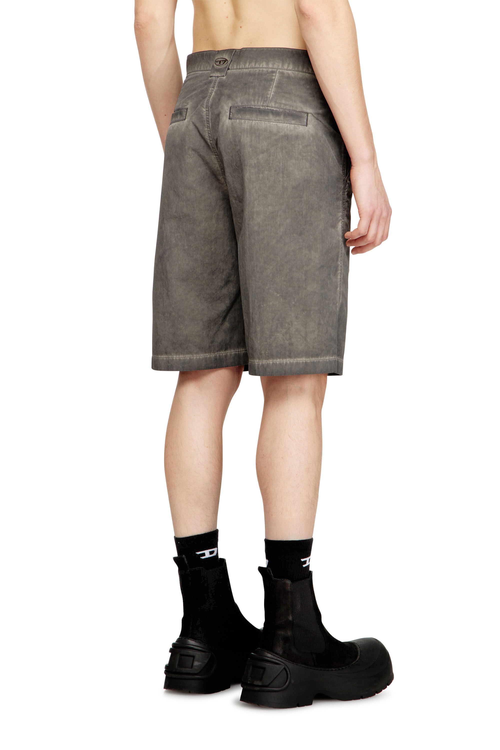 Diesel - P-HANT-CHINO-SHORT-TREAT, Man's Nylon-cotton shorts with pigment dye in Grey - 4