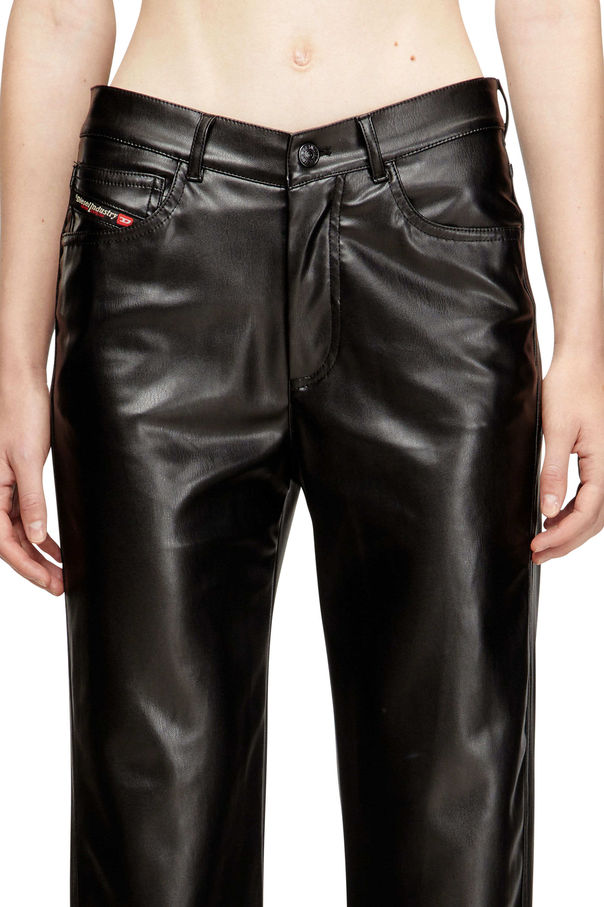 Diesel - P-LAIN, Woman's Five pocket pants in coated fabric in Black - 5