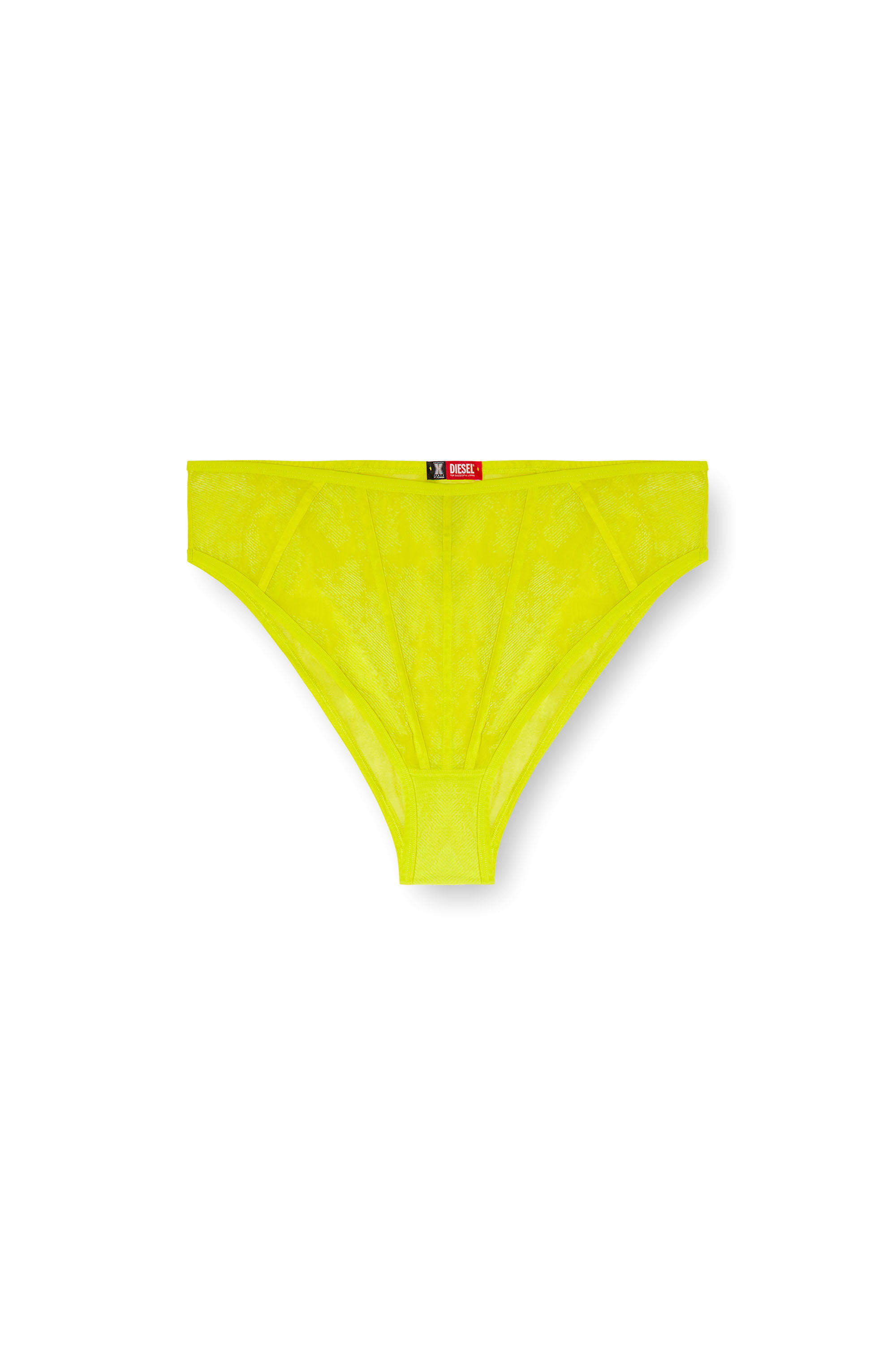 Diesel - C-MESH-HIGH-WAIST-BRIEF, Woman's High-waist briefs in flocked mesh in Green Fluo - 2