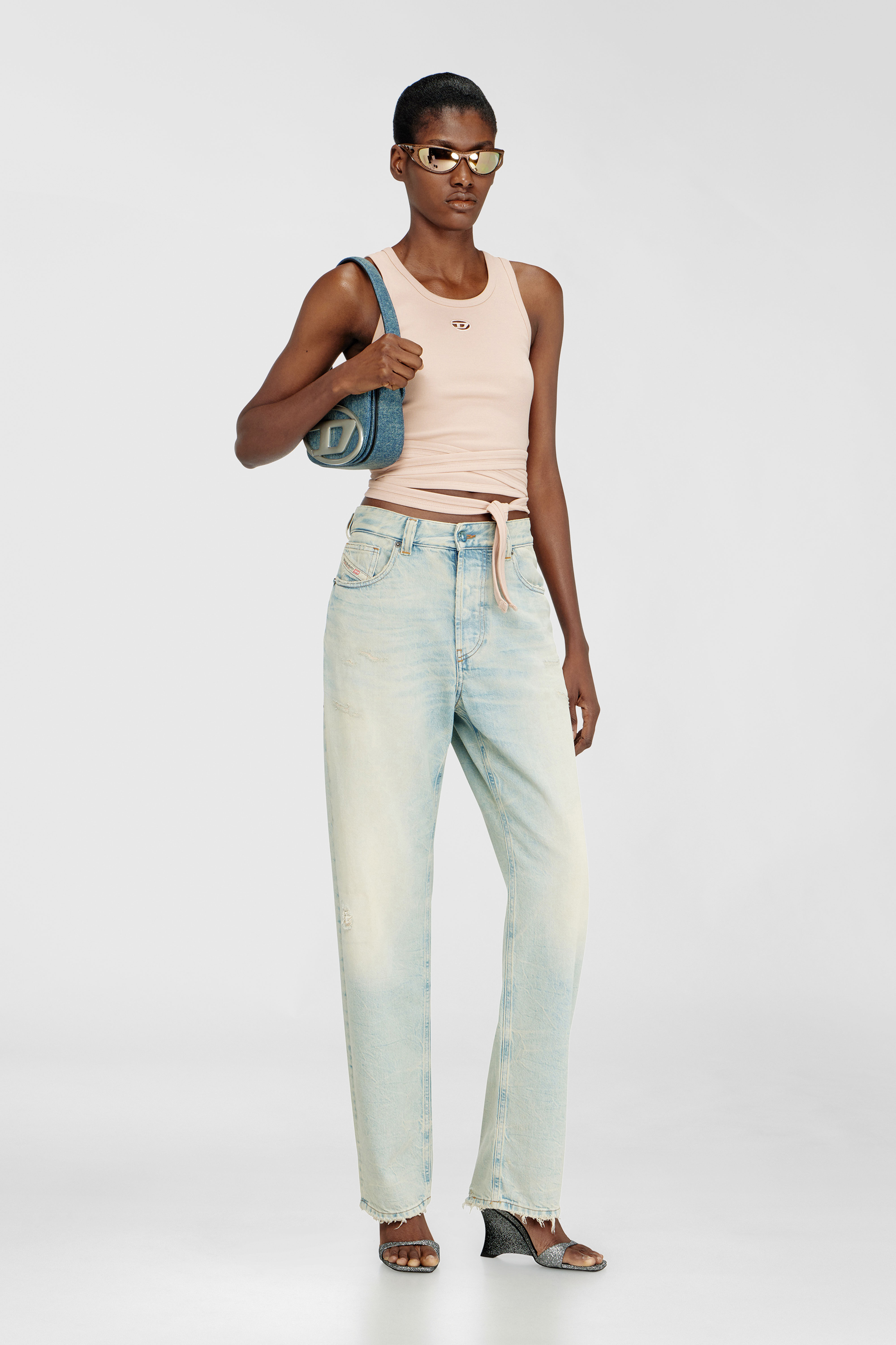 Diesel - 1DR, Woman's 1DR-Iconic shoulder bag in solarised denim in Blue - 1