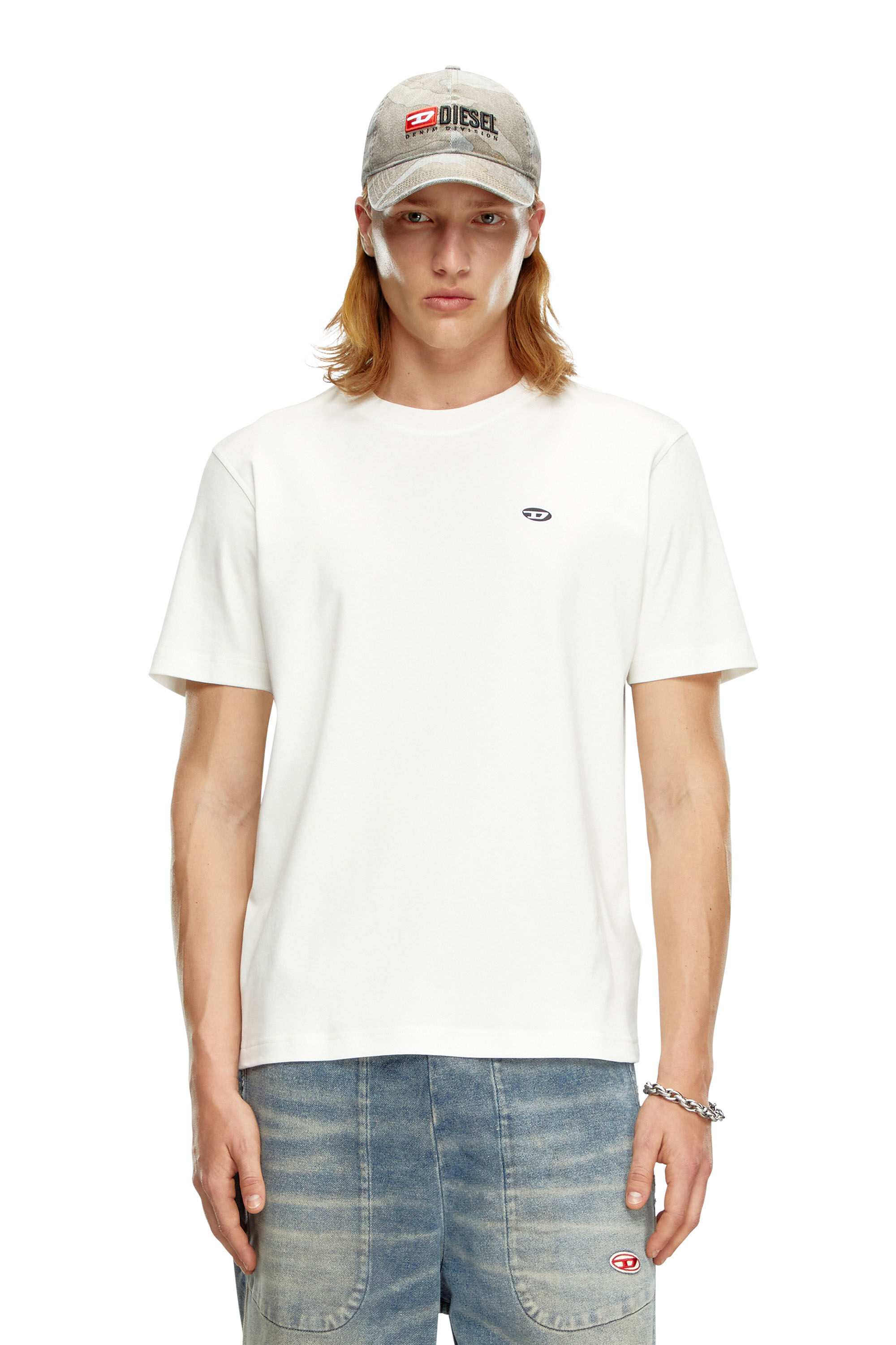 Diesel - T-ADJUST-DOVAL-PJ, Man T-shirt with Oval D patch in White - Image 3