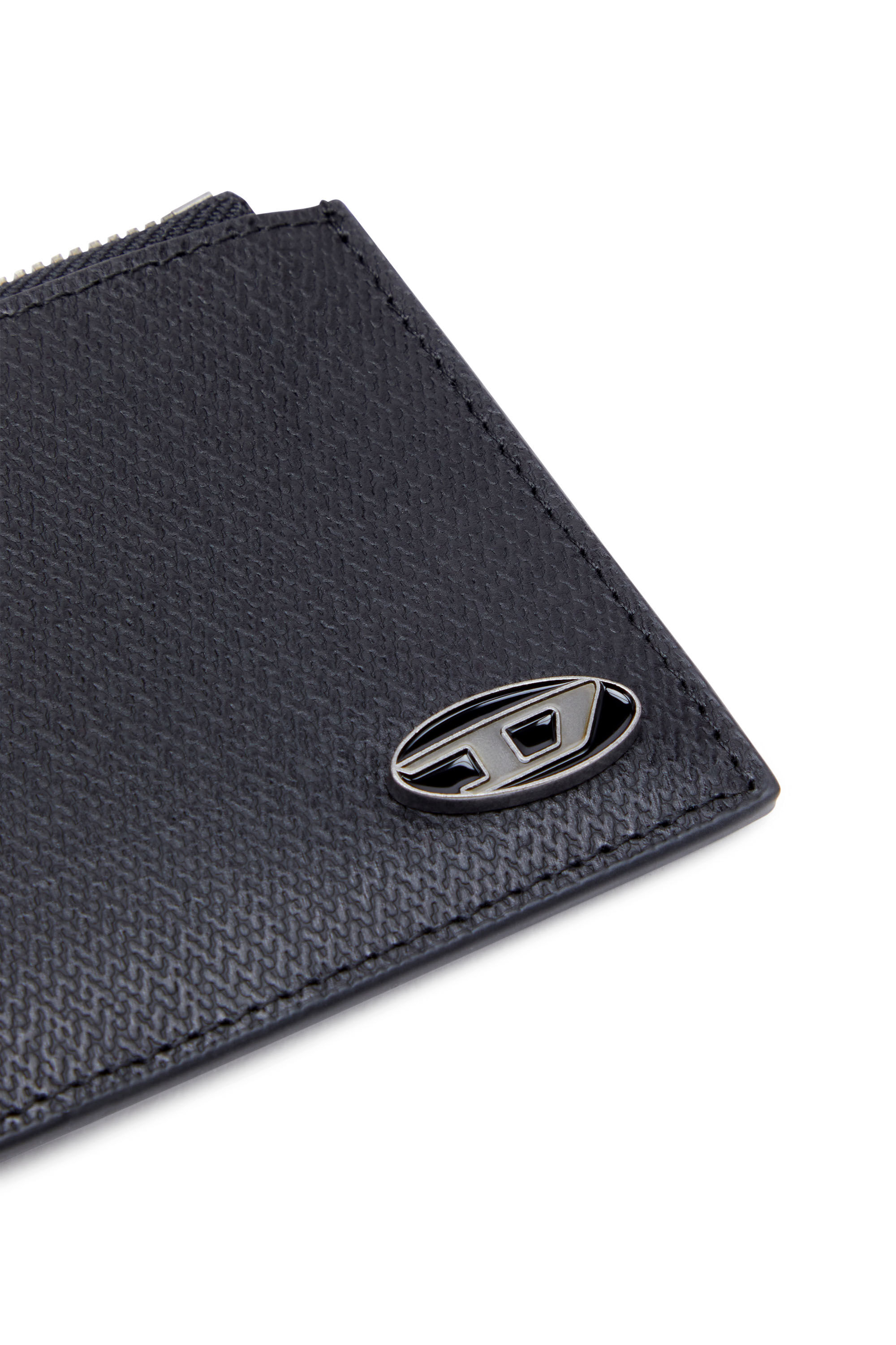 Diesel - CARD HOLDER COIN M, Man Slim card holder in textured leather in Black - Image 4