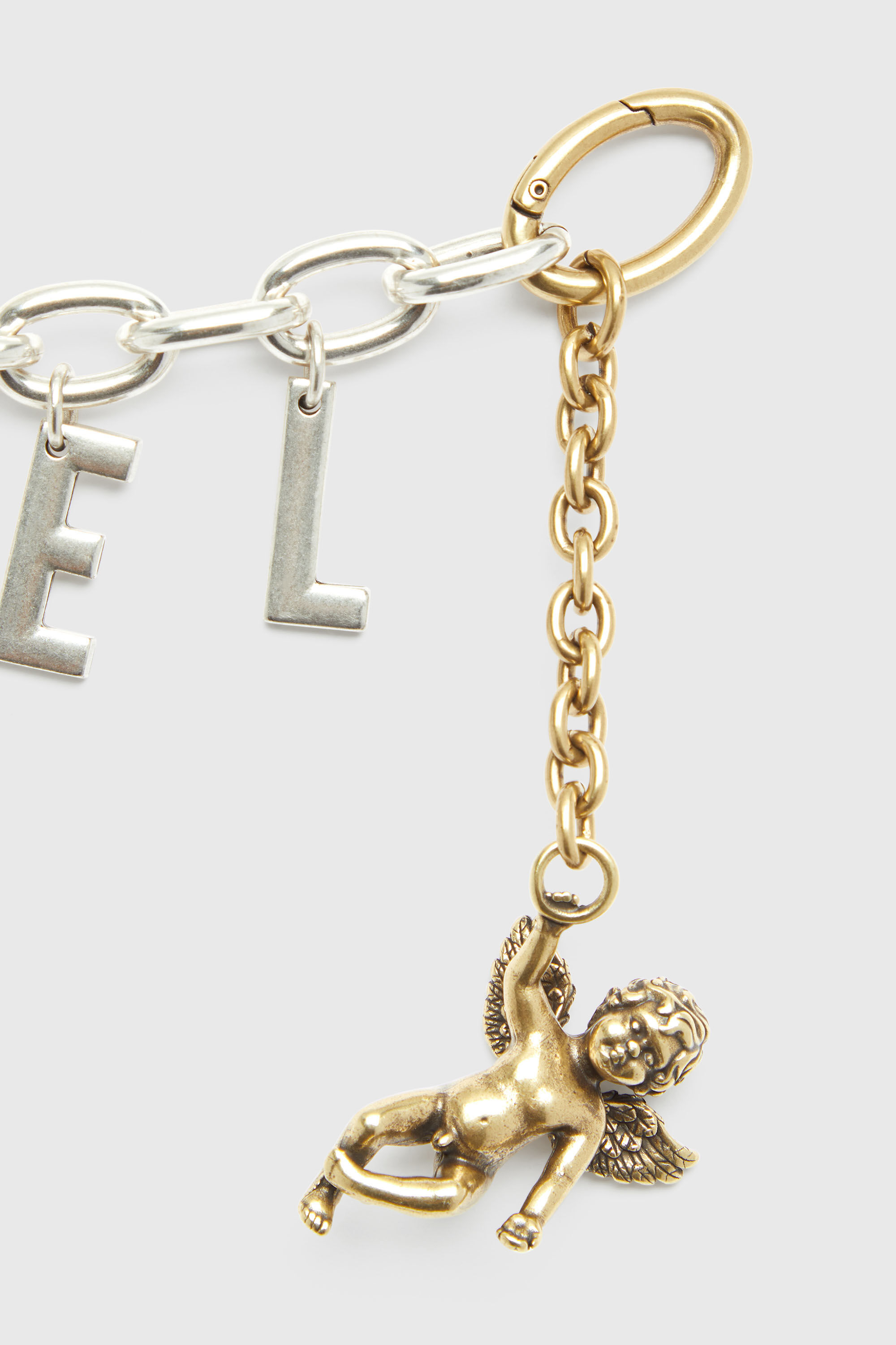 Diesel - CHAIN-D III S, Woman's Metal letter charm with cherub in Silver - 3
