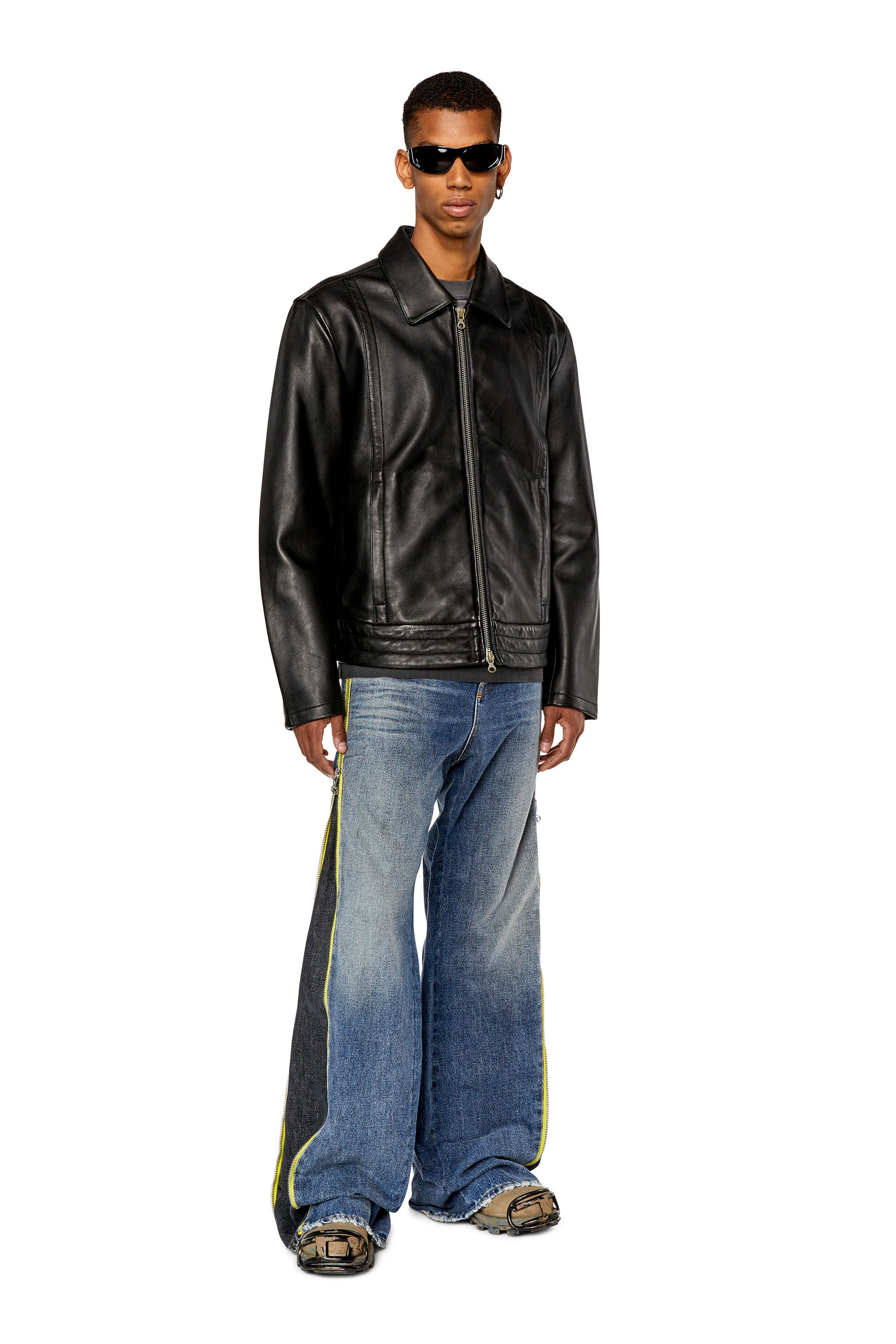 Men's Shirt jacket in supple leather | Black | Diesel Men's Shirt jacket in supple leather | Black | Diesel