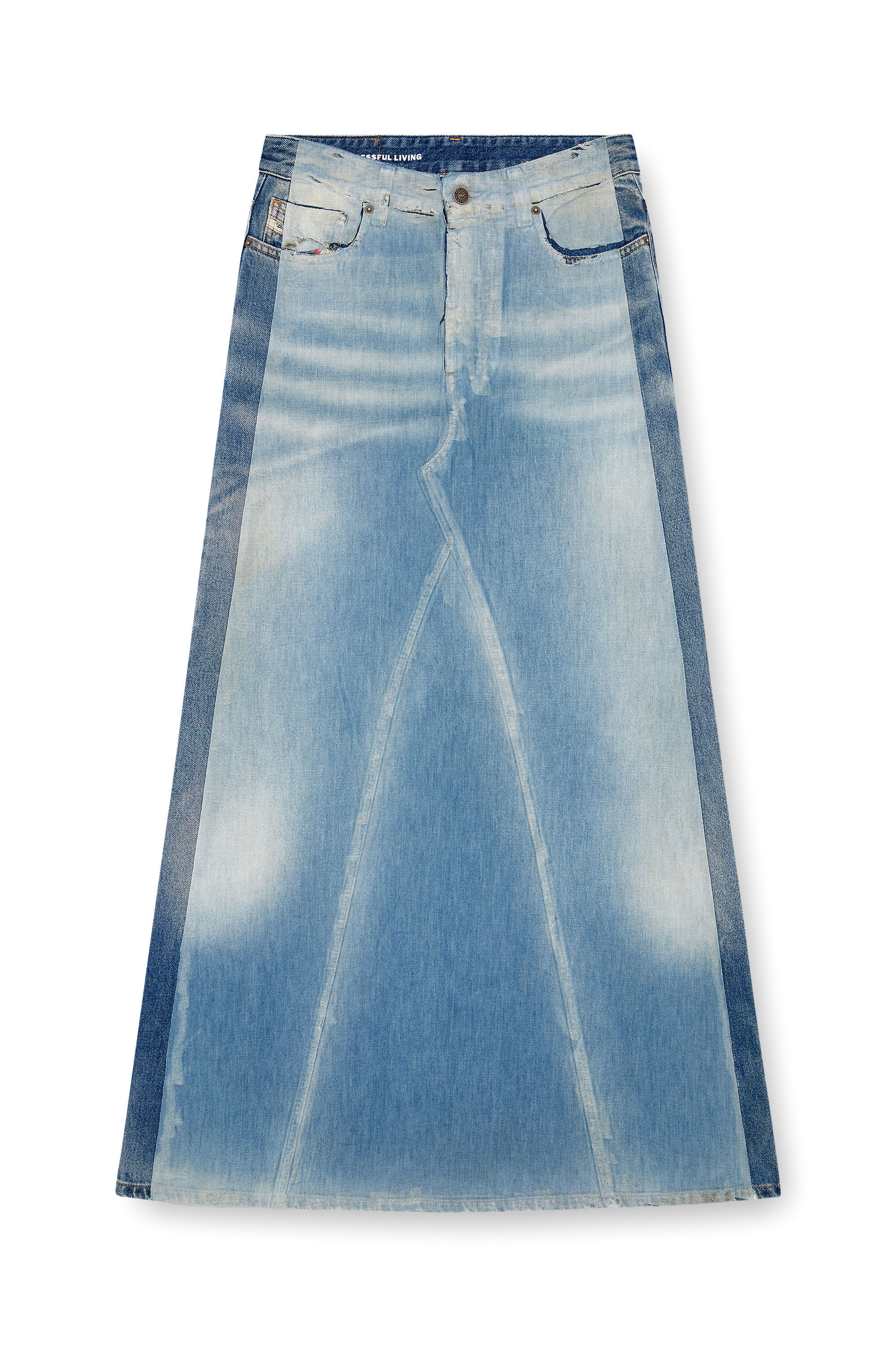 Diesel - DE-PAGO-S4, Woman Long skirt in peel-off denim in Blue - Image 2