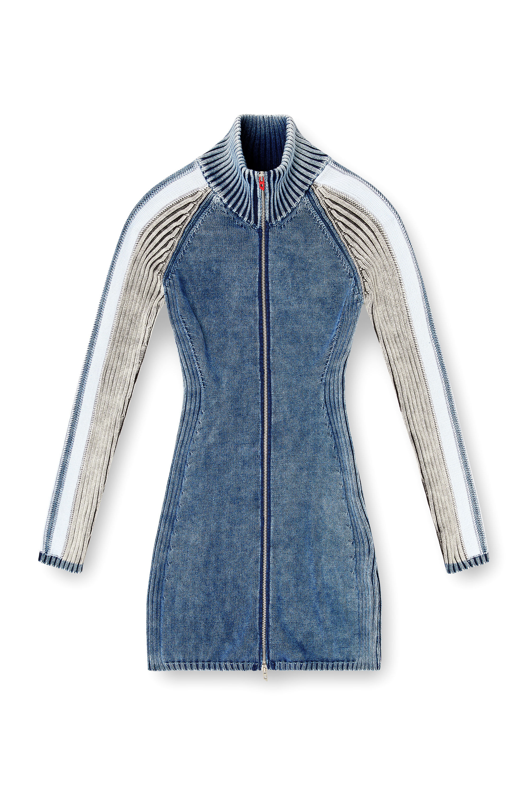 Diesel - M-ESTELLE, Woman's Turtleneck short dress in indigo knit in Blue - 2