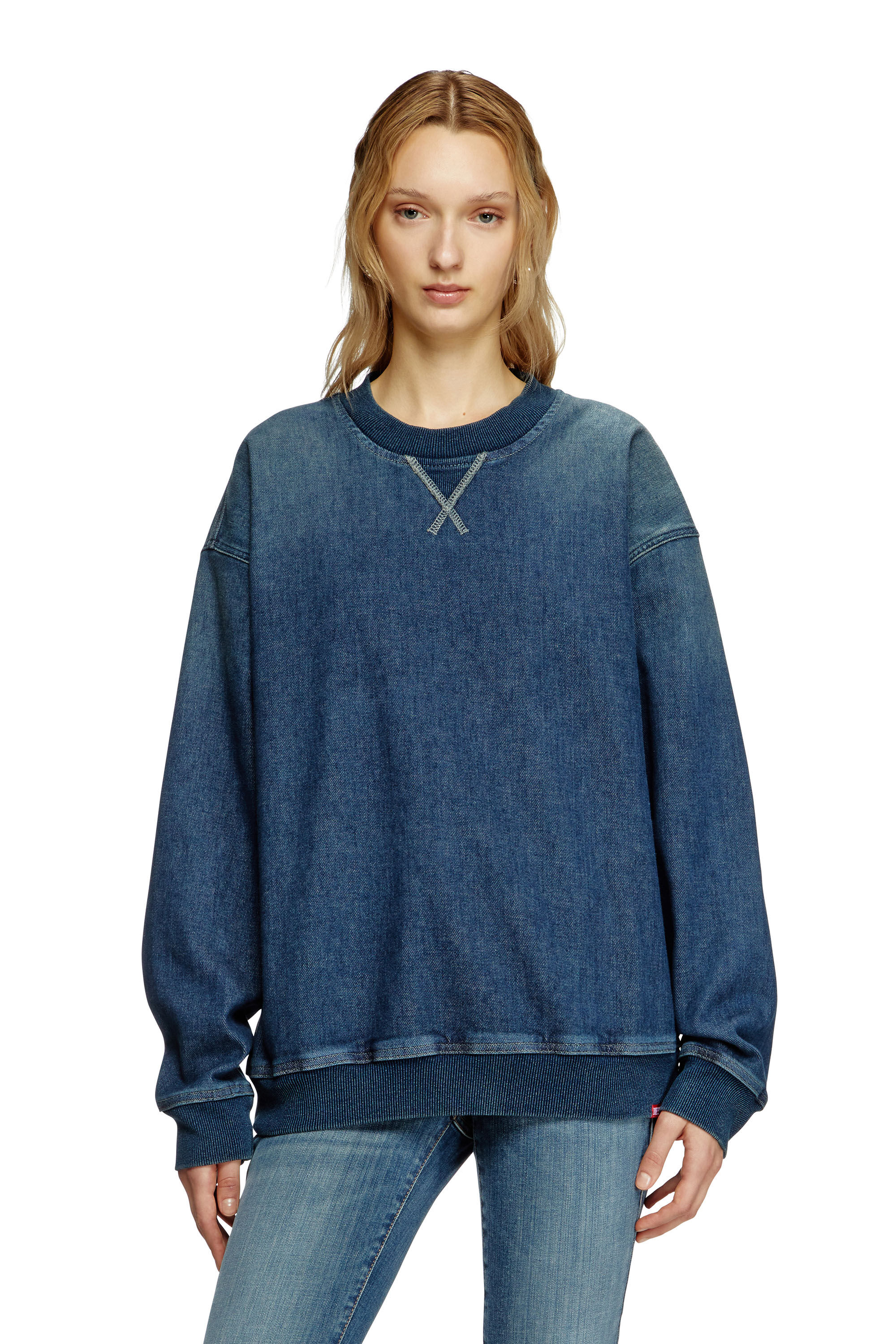 Women's Sweatshirt in Track Denim | Blue | Diesel