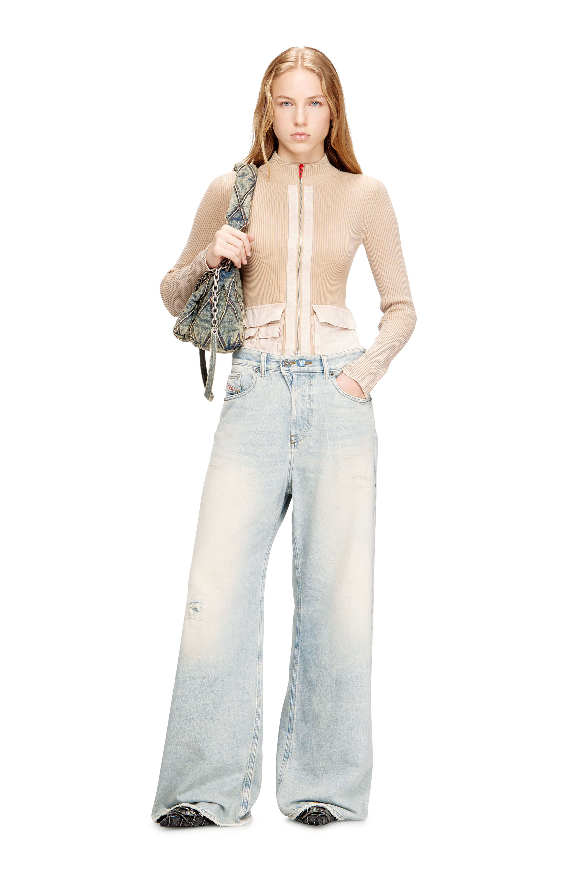 Women's Charm-D-Small shoulder bag in quilted denim | Blue