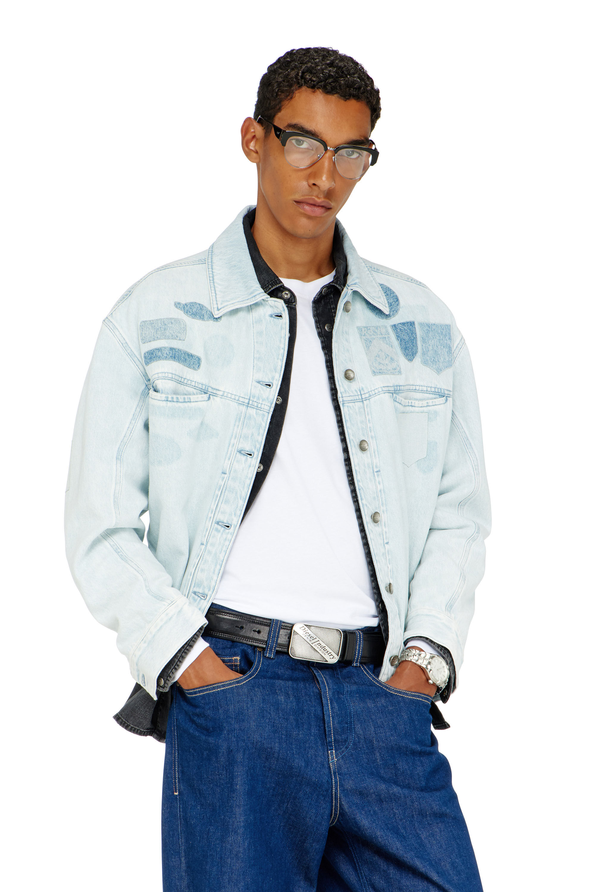 Diesel - D-RYMAVO-S, Unisex's Denim overshirt with patch effects in Light Blue - 3