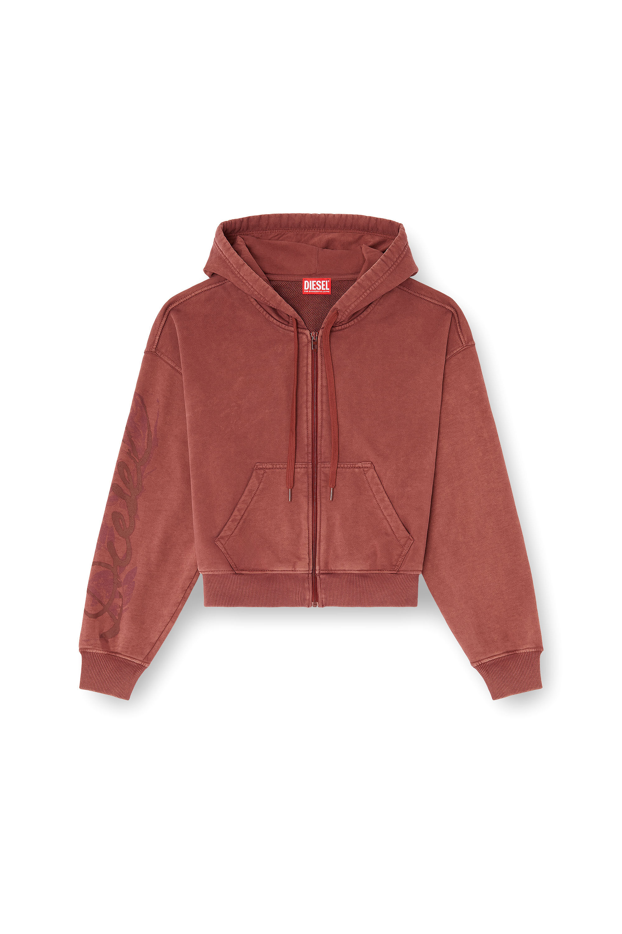 Diesel - F-ELYCY, Woman's Zip-up hoodie with puff-print floral logo in null - 2