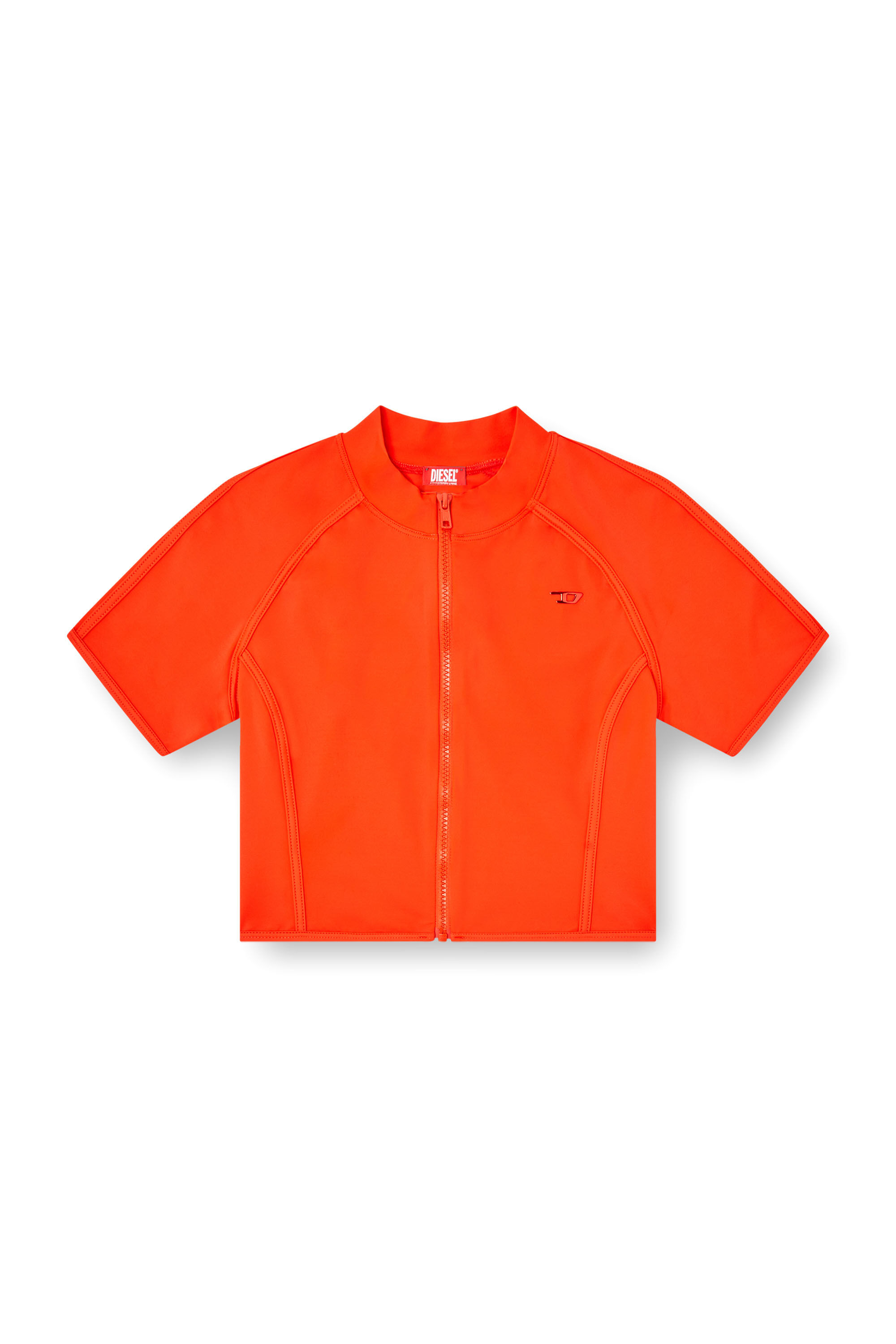 Diesel - SKYLER-D-POP, Woman's Cropped swim shirt with zip in Red - 4