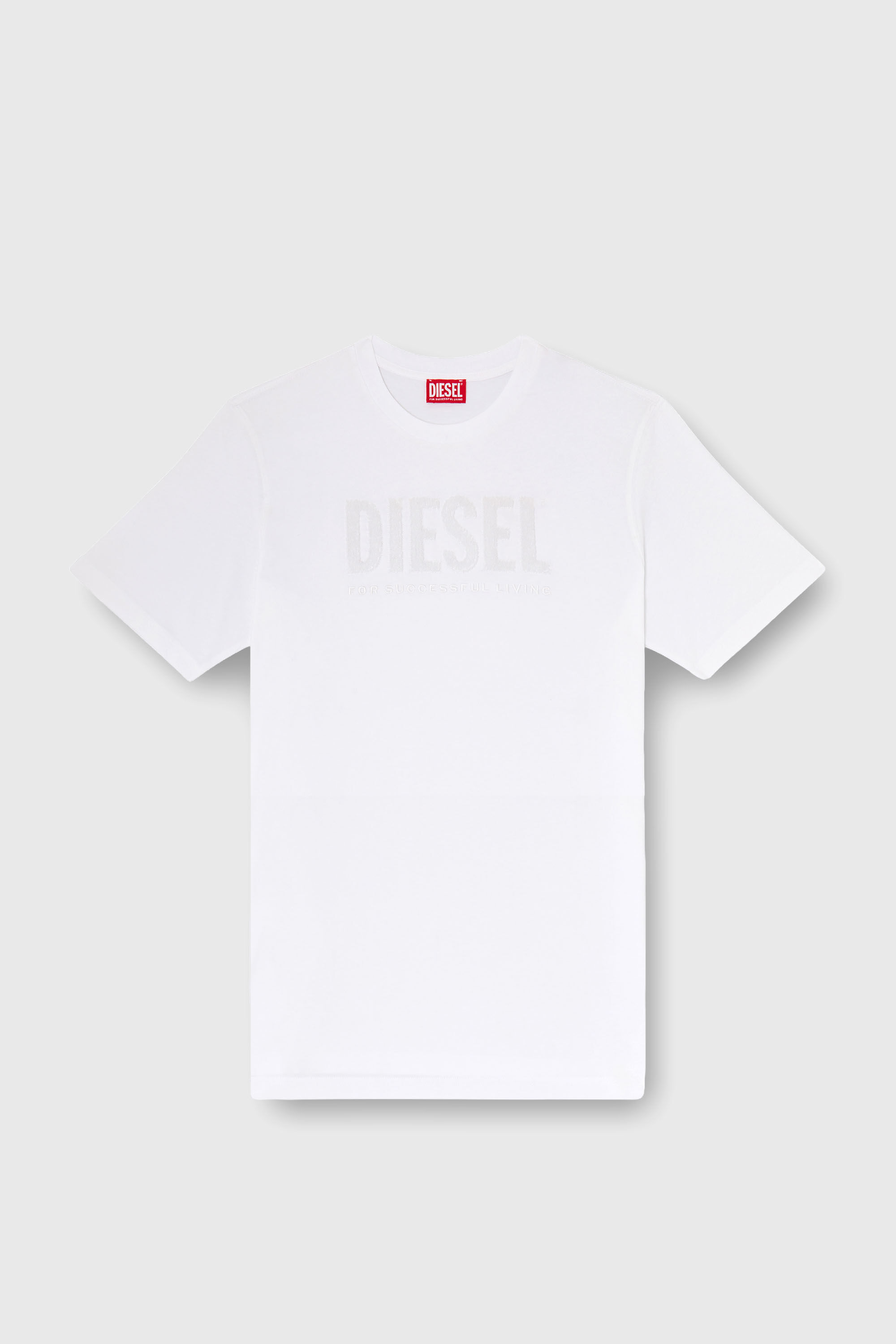 Diesel - T-JUST-OVA-T92, Man's Cotton T-shirt with tonal Diesel logo print in White - 2