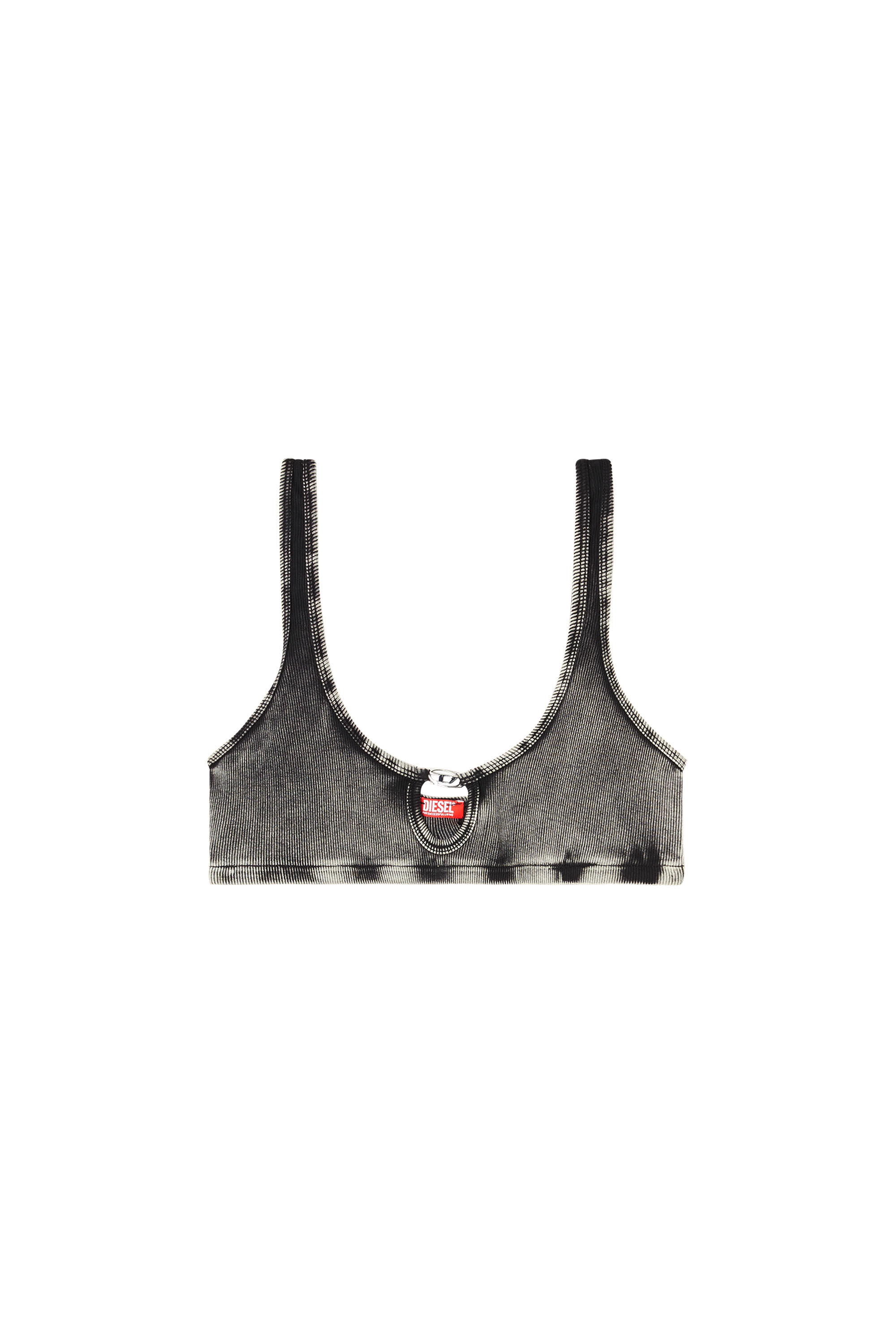 Diesel - FLORENCE-DNM, Woman's Soft bra in cotton rib with jewel Oval D in Grey - 2